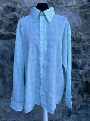 70s pistachio check shirt Large