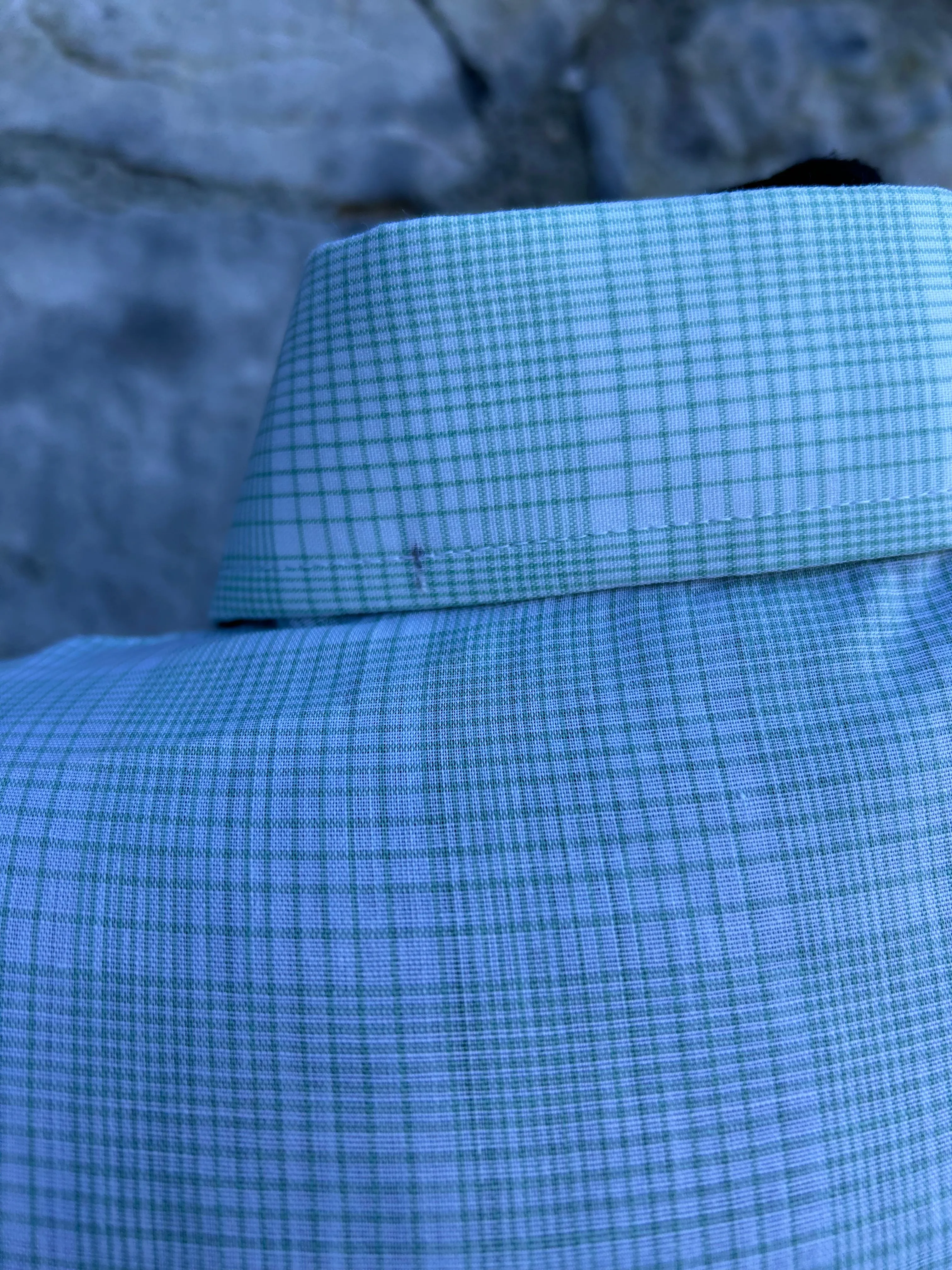 70s pistachio check shirt Large