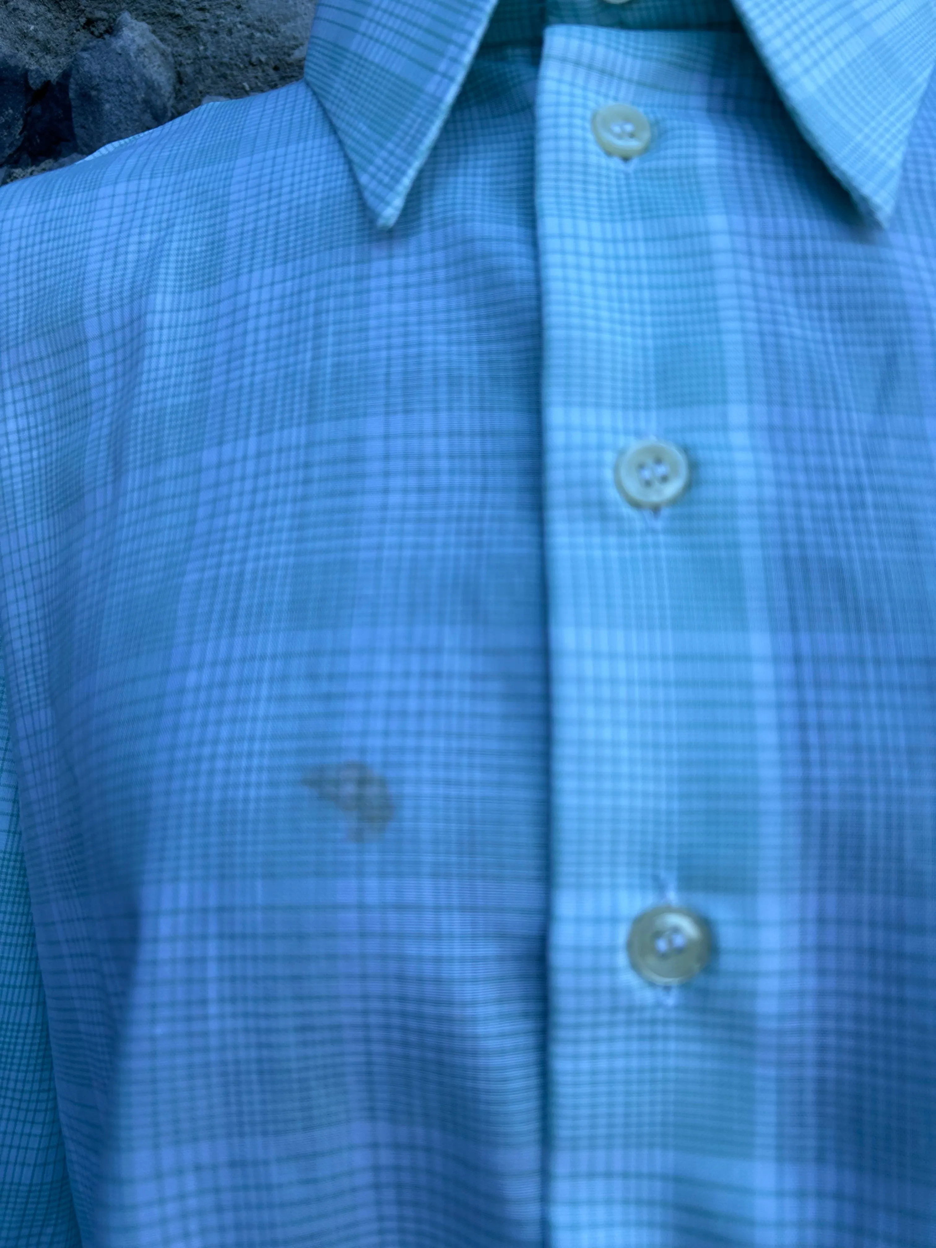 70s pistachio check shirt Large