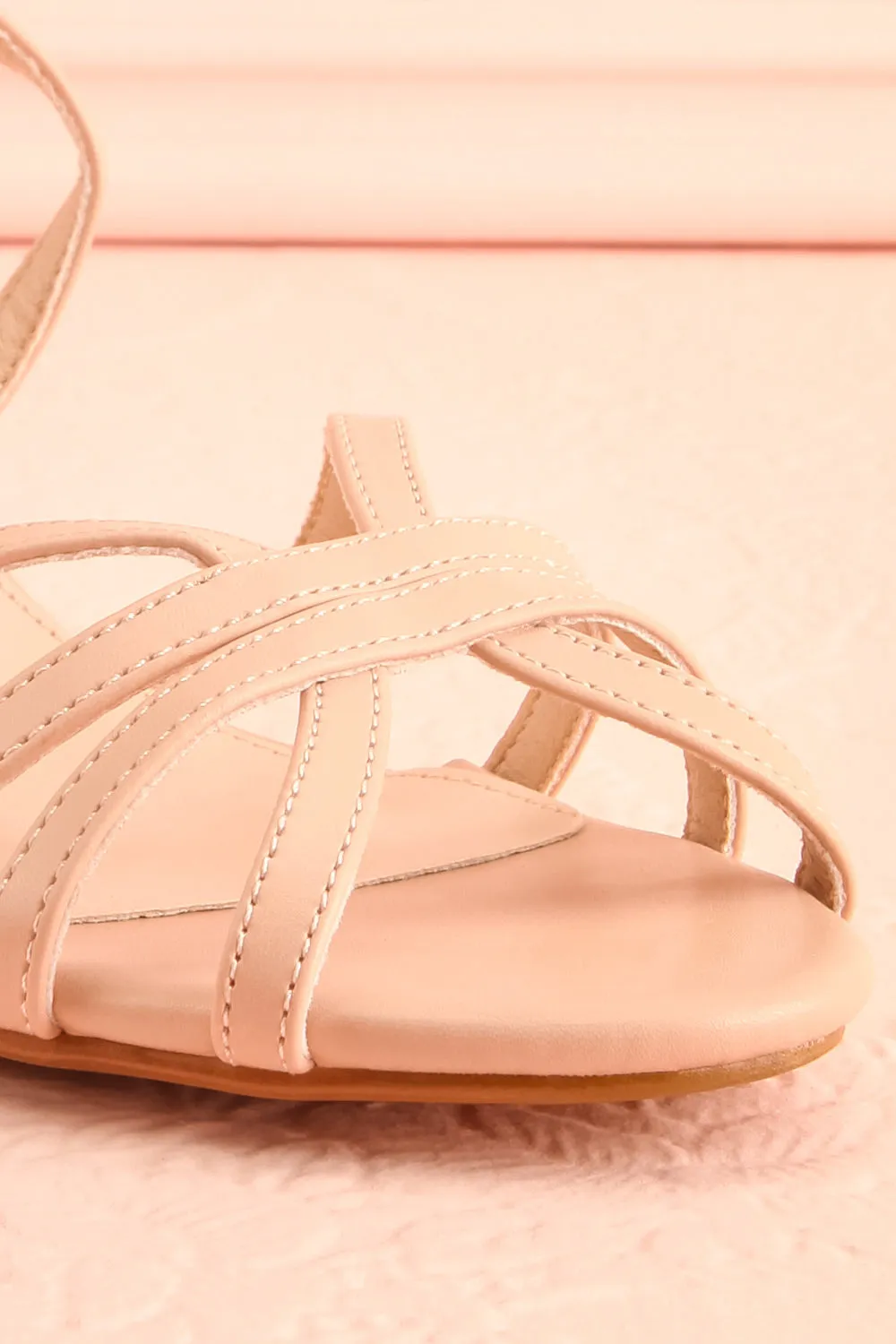 Ajourne | Strappy Beige Heeled Sandals