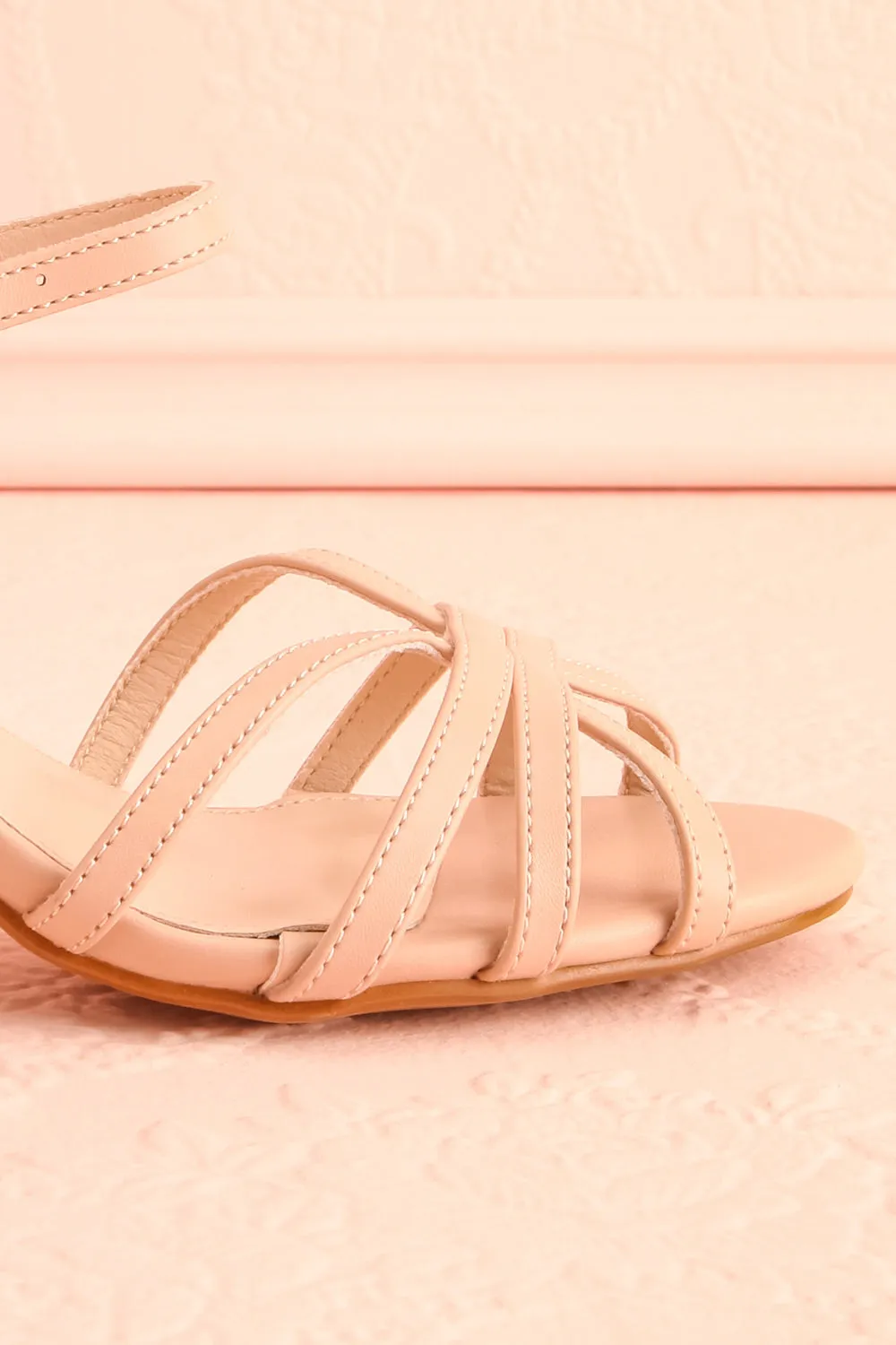 Ajourne | Strappy Beige Heeled Sandals