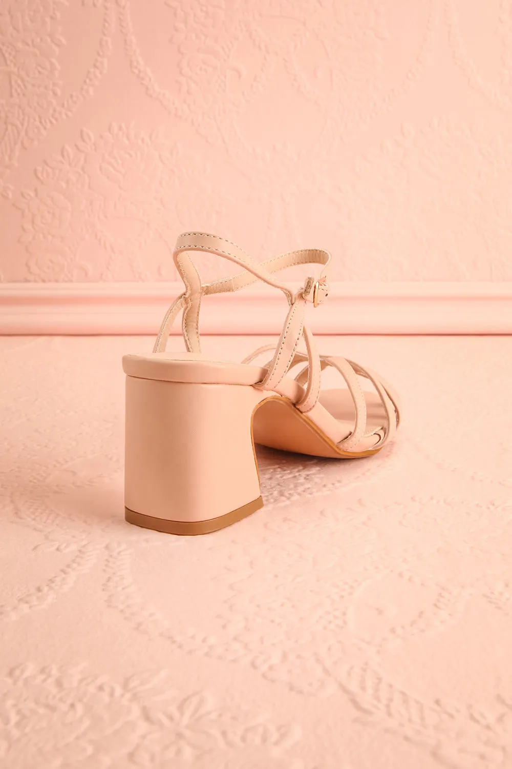 Ajourne | Strappy Beige Heeled Sandals