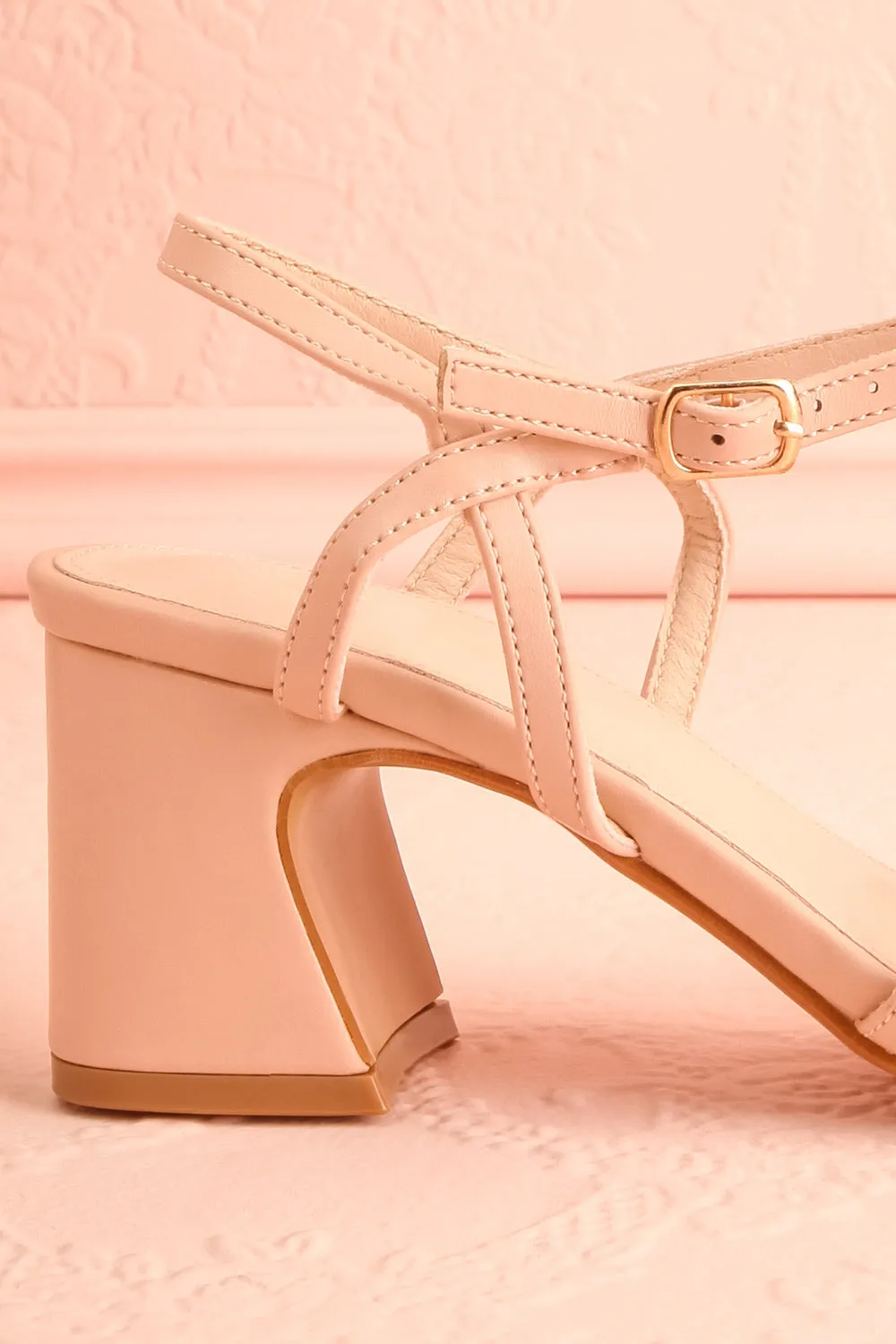 Ajourne | Strappy Beige Heeled Sandals