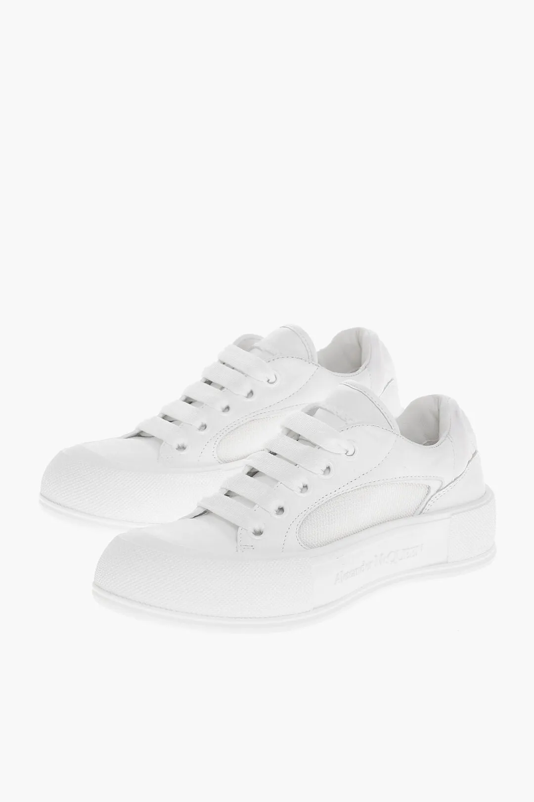 Alexander Mcqueen Leather Low-Top Sneakers With Canvas Inserts