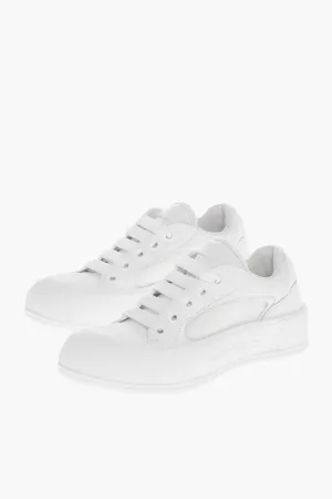 Alexander Mcqueen Leather Low-Top Sneakers With Canvas Inserts