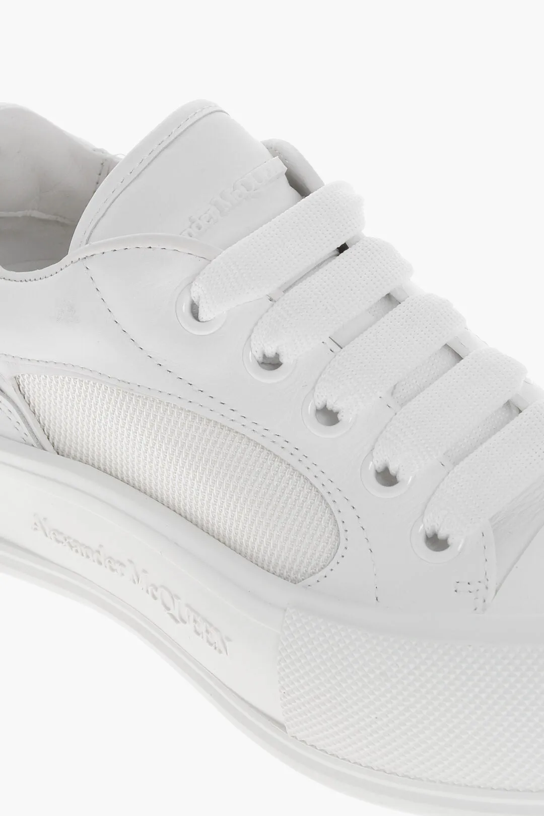 Alexander Mcqueen Leather Low-Top Sneakers With Canvas Inserts