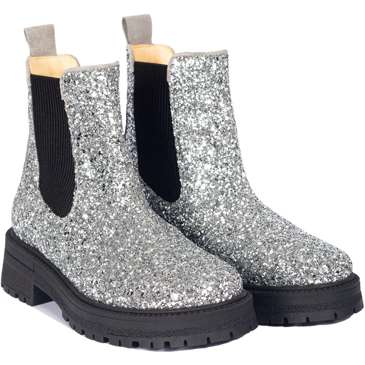 Angulus Silver Glitter/Gray/Black Glitter Chelsea Boot P Trackl