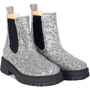Angulus Silver Glitter/Gray/Black Glitter Chelsea Boot P Trackl