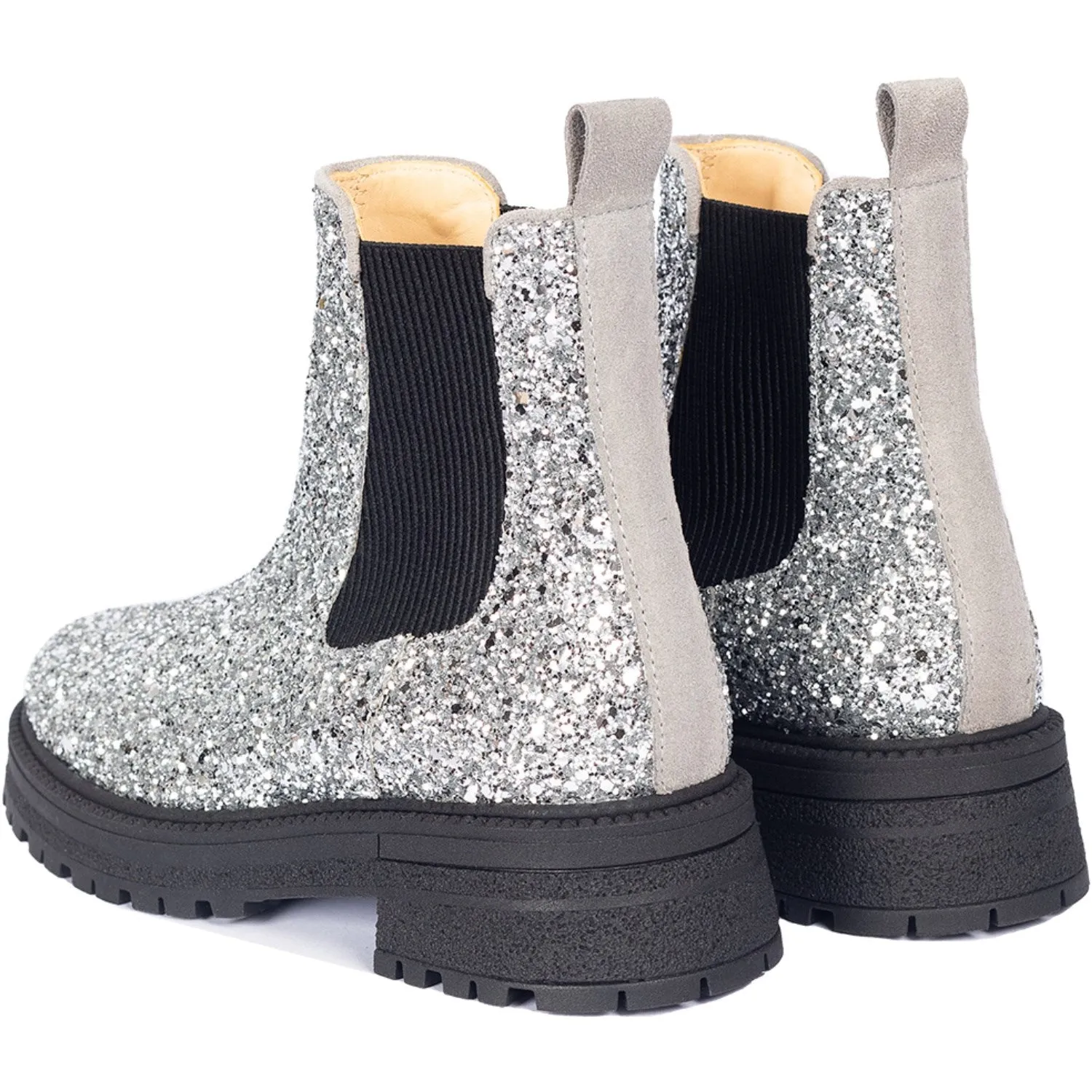 Angulus Silver Glitter/Gray/Black Glitter Chelsea Boot P Trackl