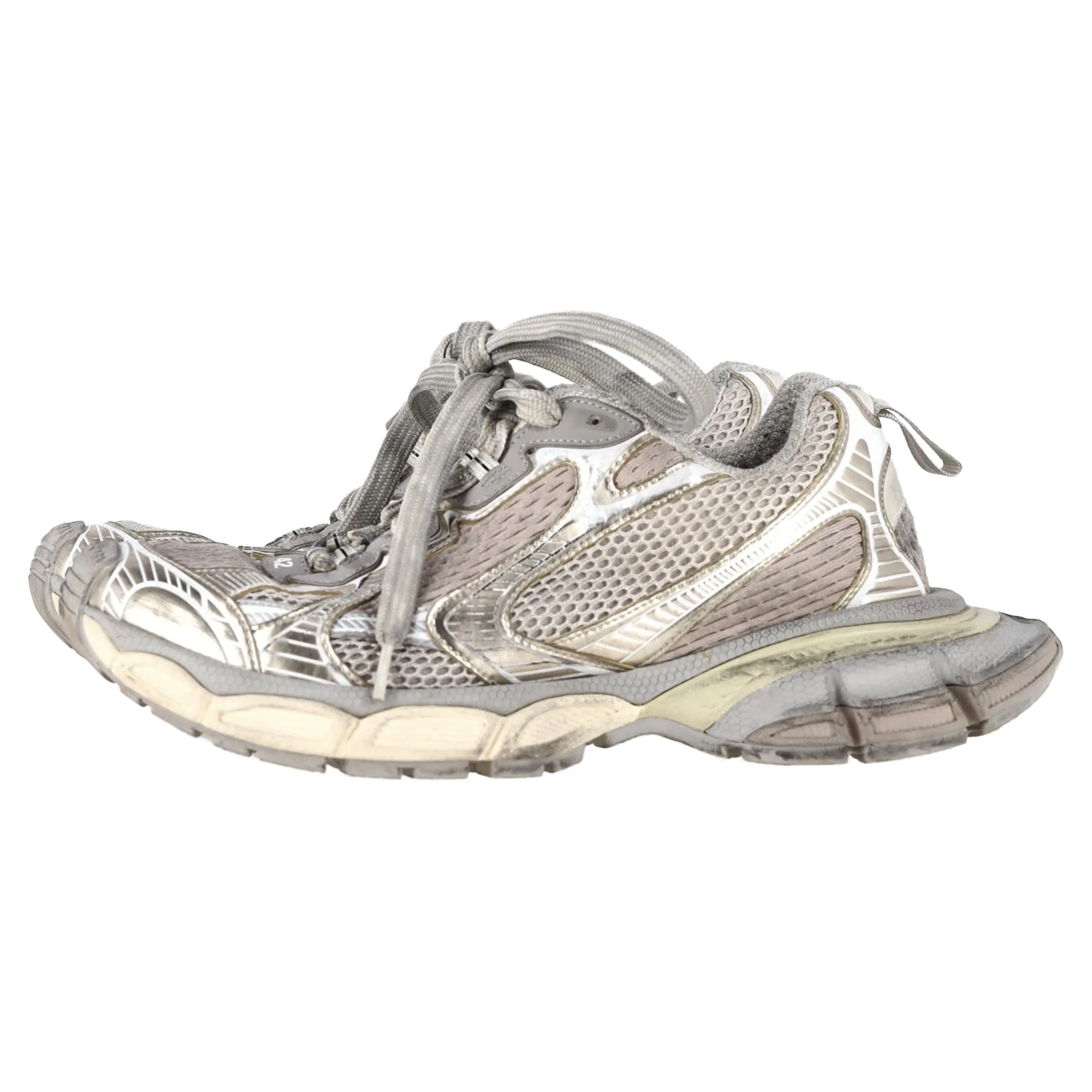 Balenciaga 3XL Distressed Sneakers in Beige Polyurethane