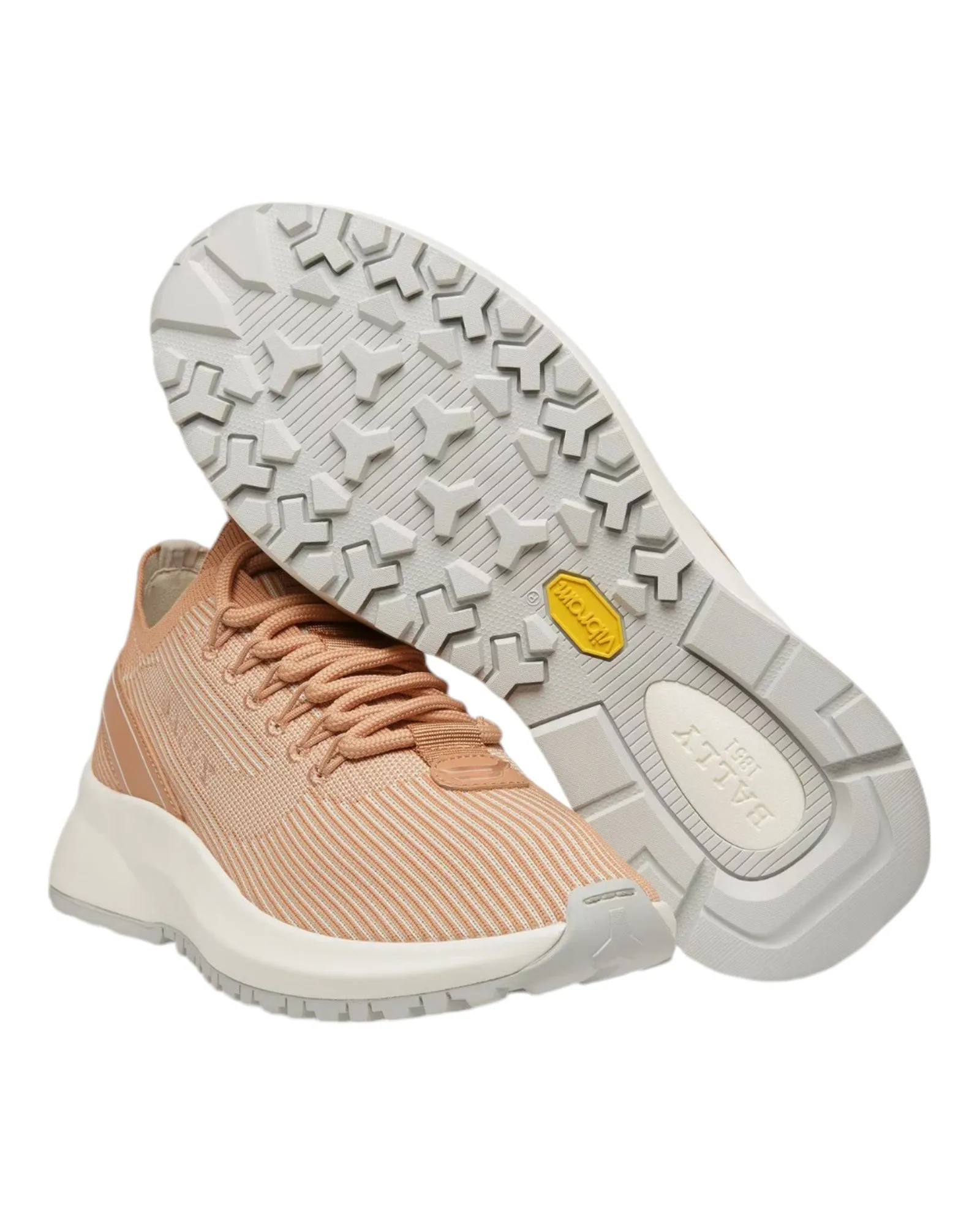 Bally Dean 6303443 Women's White/Peachy Fabric & Leather Sneaker