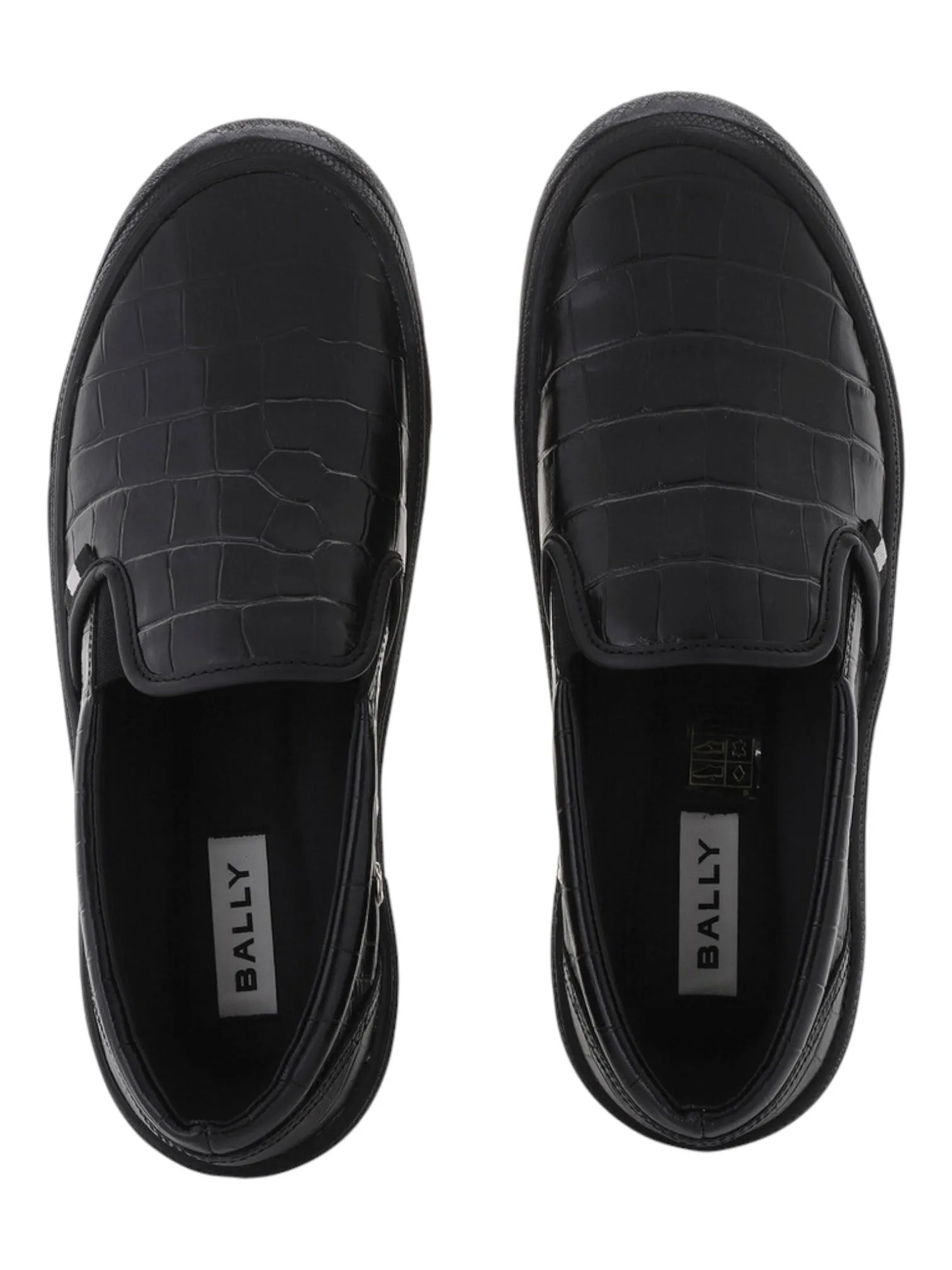 Bally Leory 6305333 Men's Black Croc Embossed Leather Sneakers
