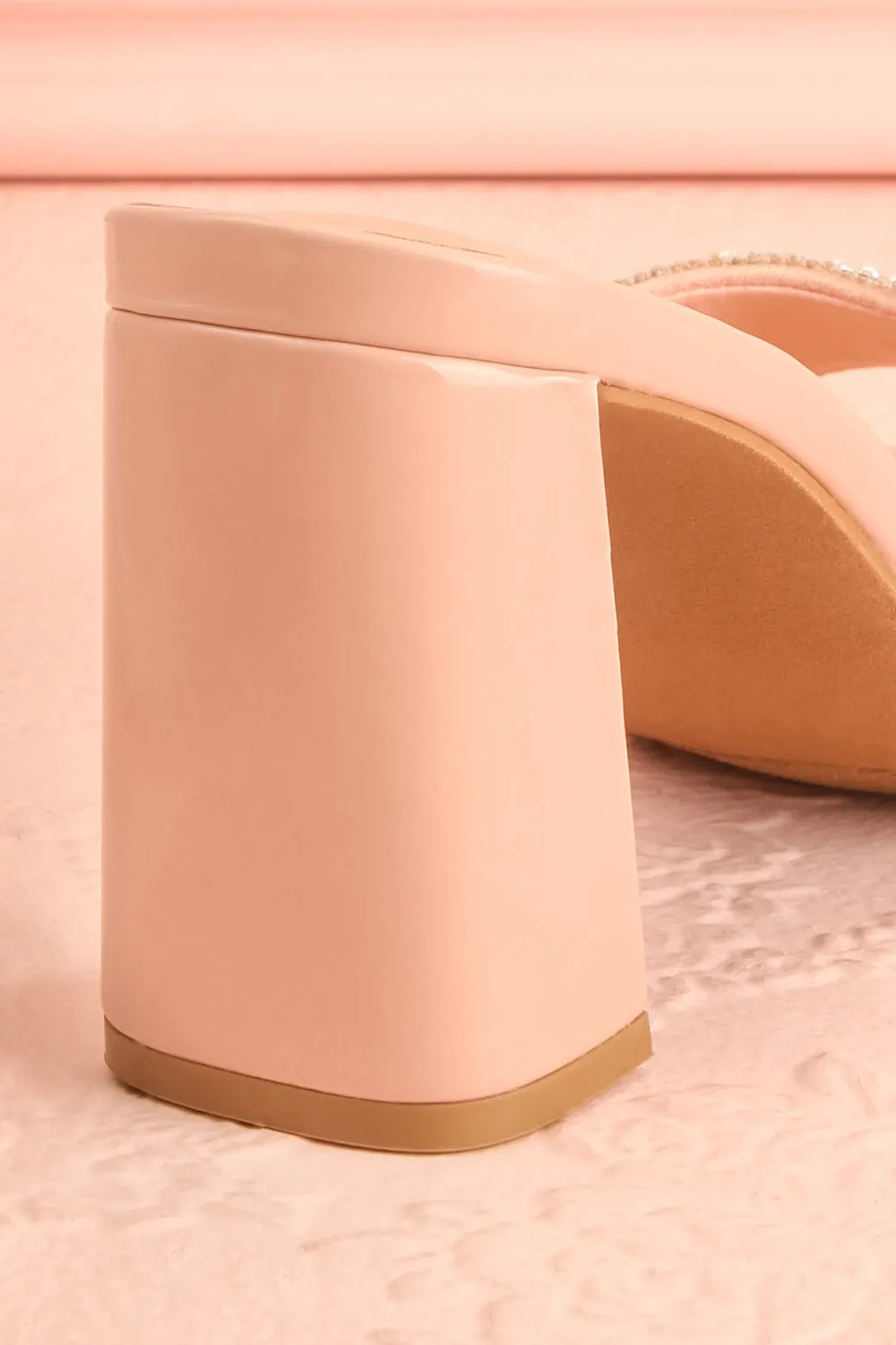 Brigitta | Heeled Sandals w/ Pearl Strap