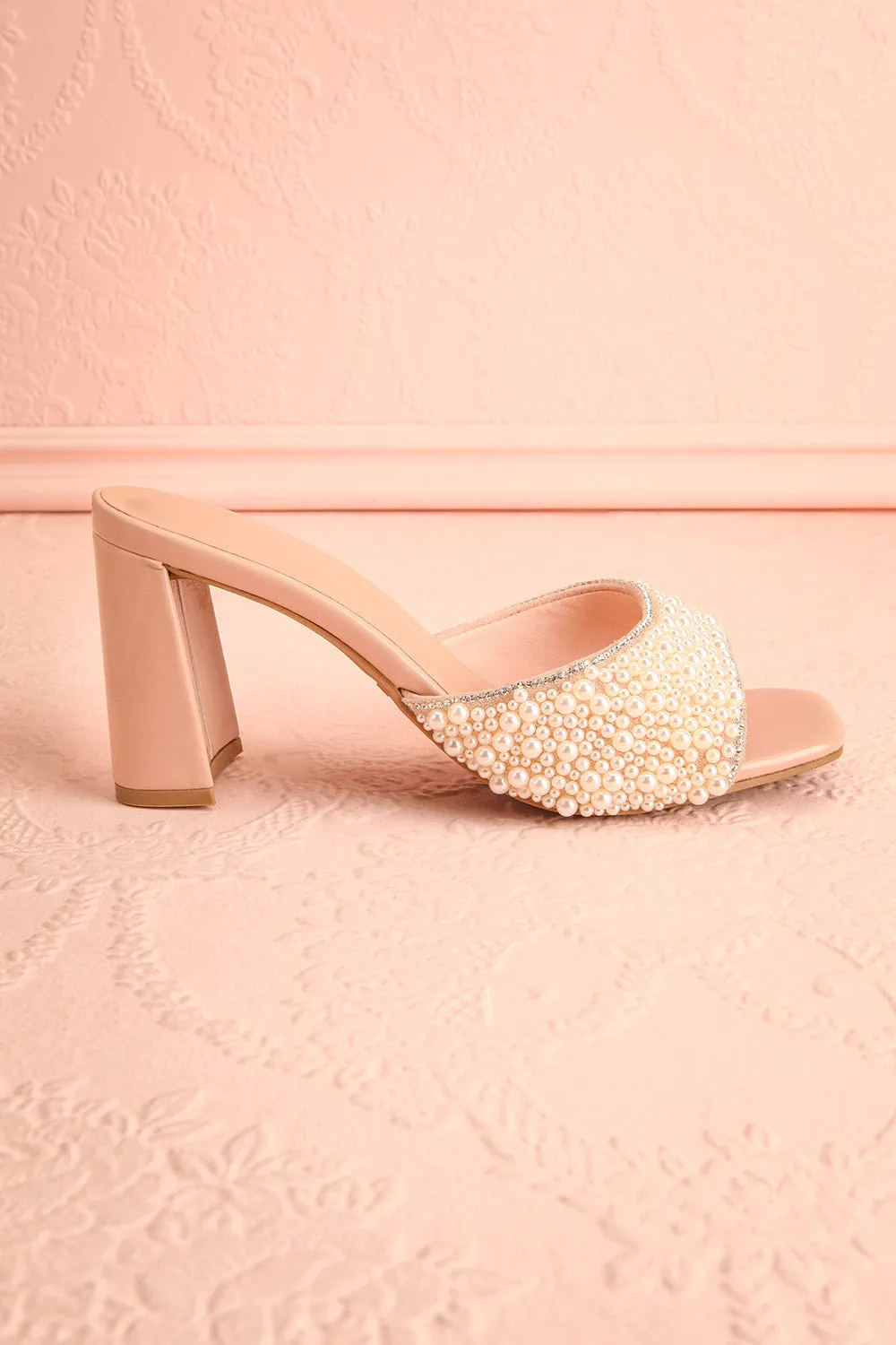 Brigitta | Heeled Sandals w/ Pearl Strap