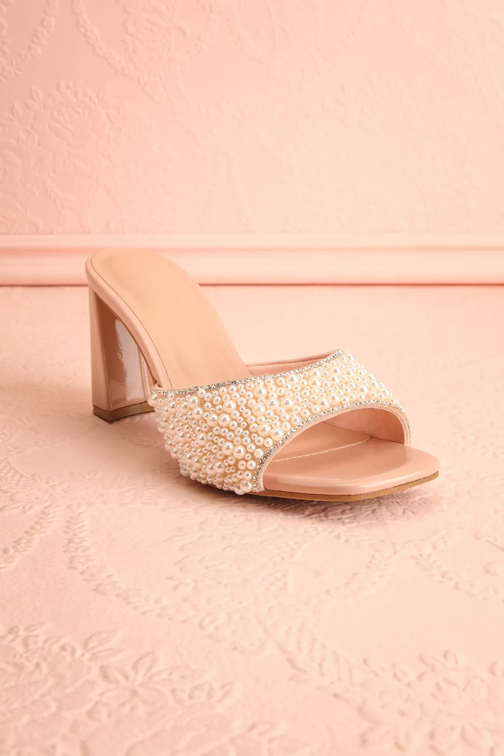 Brigitta | Heeled Sandals w/ Pearl Strap