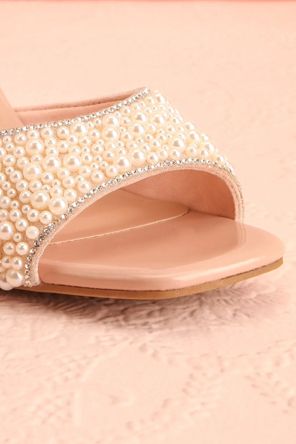 Brigitta | Heeled Sandals w/ Pearl Strap