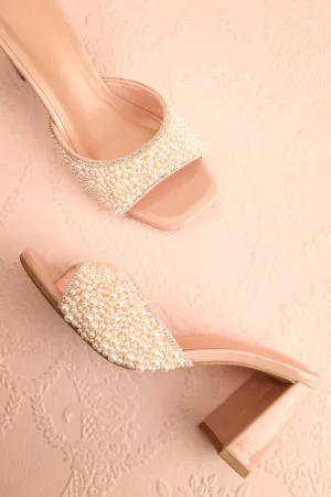 Brigitta | Heeled Sandals w/ Pearl Strap