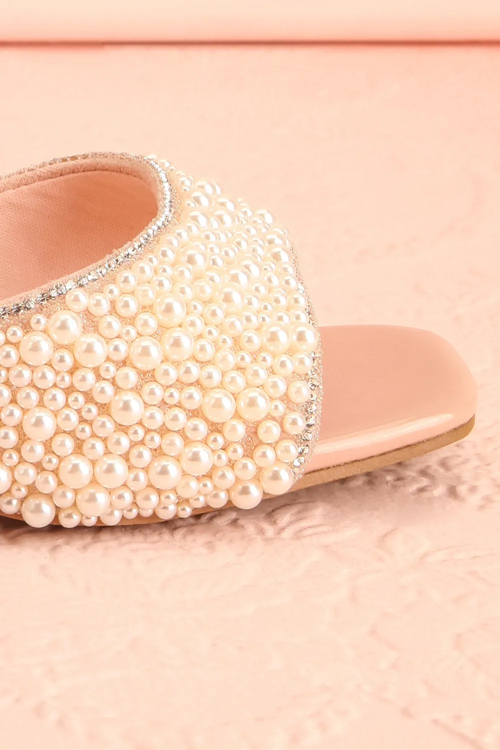 Brigitta | Heeled Sandals w/ Pearl Strap