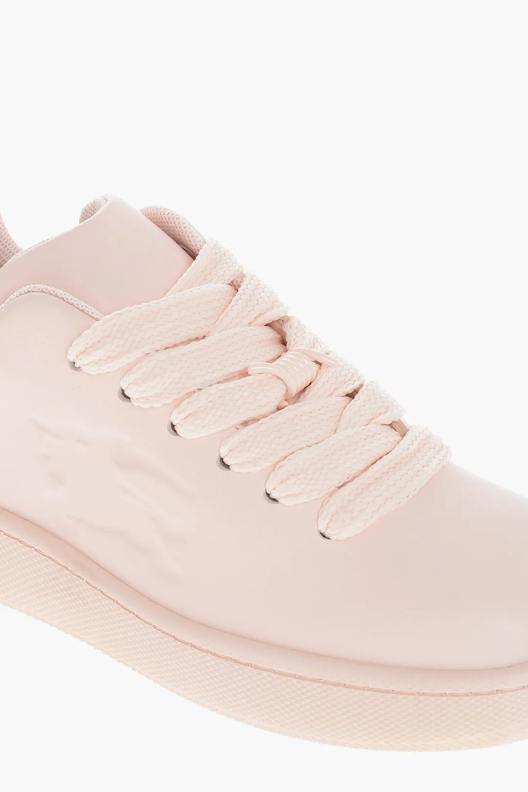 Burberry Leather Sneakers With Maxi Laces And Logoed Sole