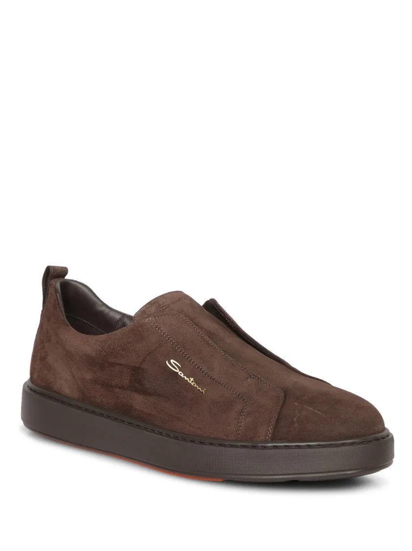 Calf Suede Slip-On Sneakers With Rubber Sole For Men