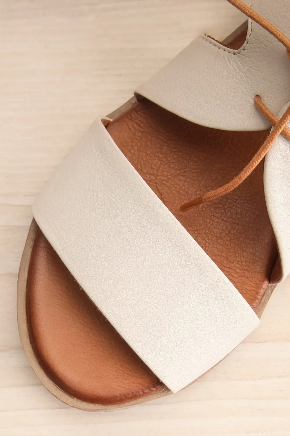Castella White | Faux Leather Lace-Up Sandals