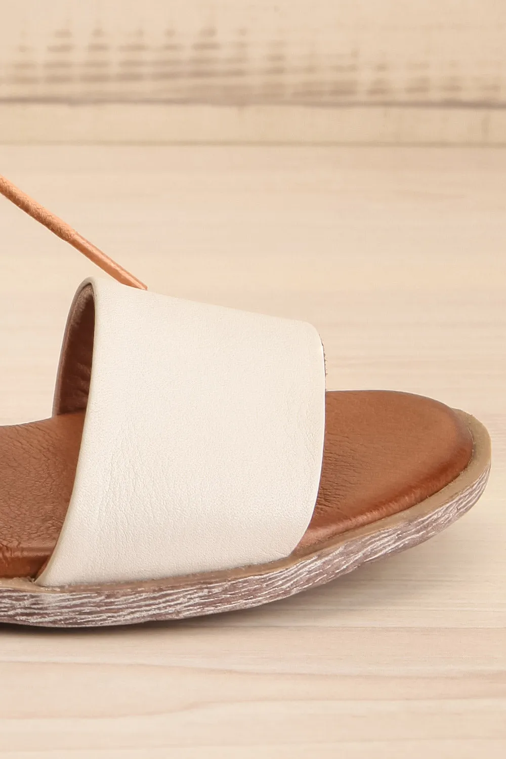 Castella White | Faux Leather Lace-Up Sandals