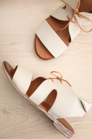Castella White | Faux Leather Lace-Up Sandals