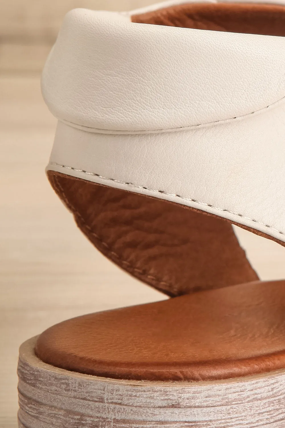 Castella White | Faux Leather Lace-Up Sandals