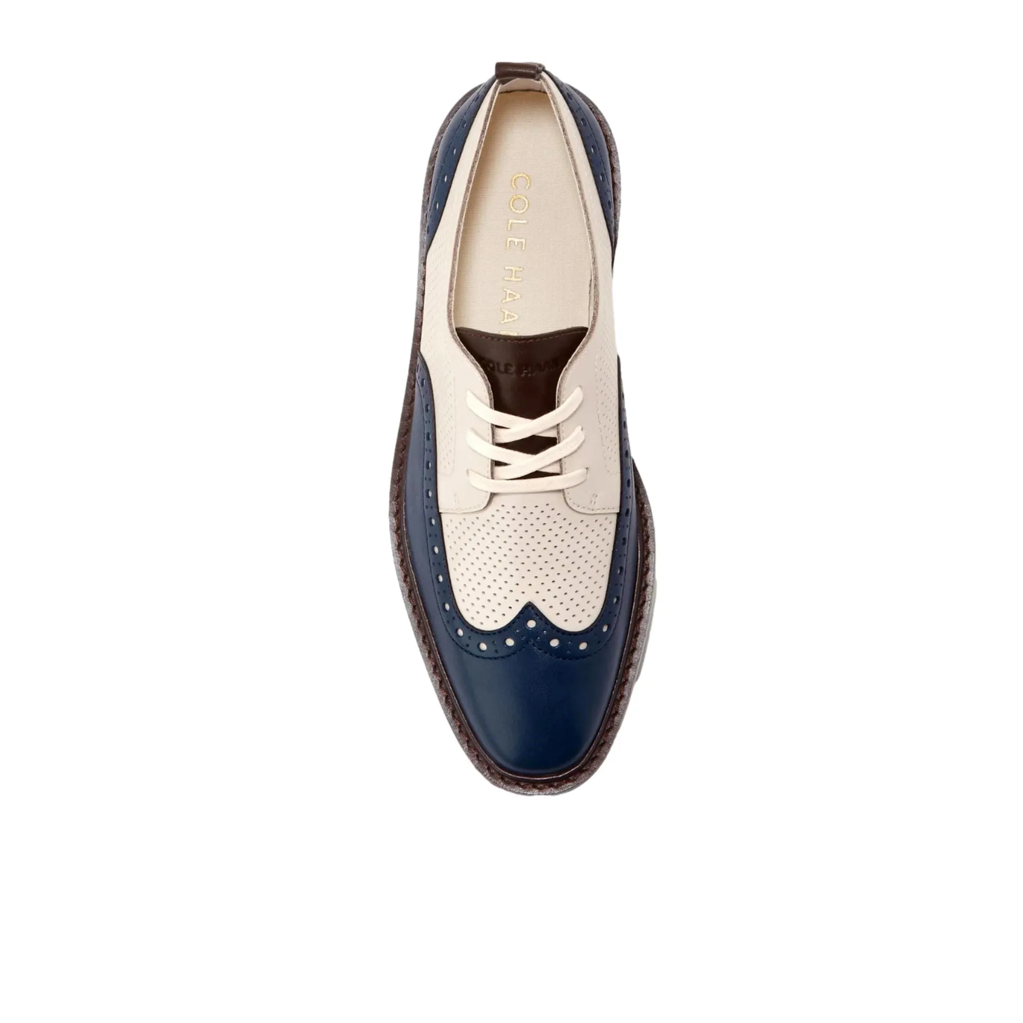 Cole Haan Originalgrand Platform Wing Tip Oxford Blue Wing Teal / Ivory  W30260 Women's