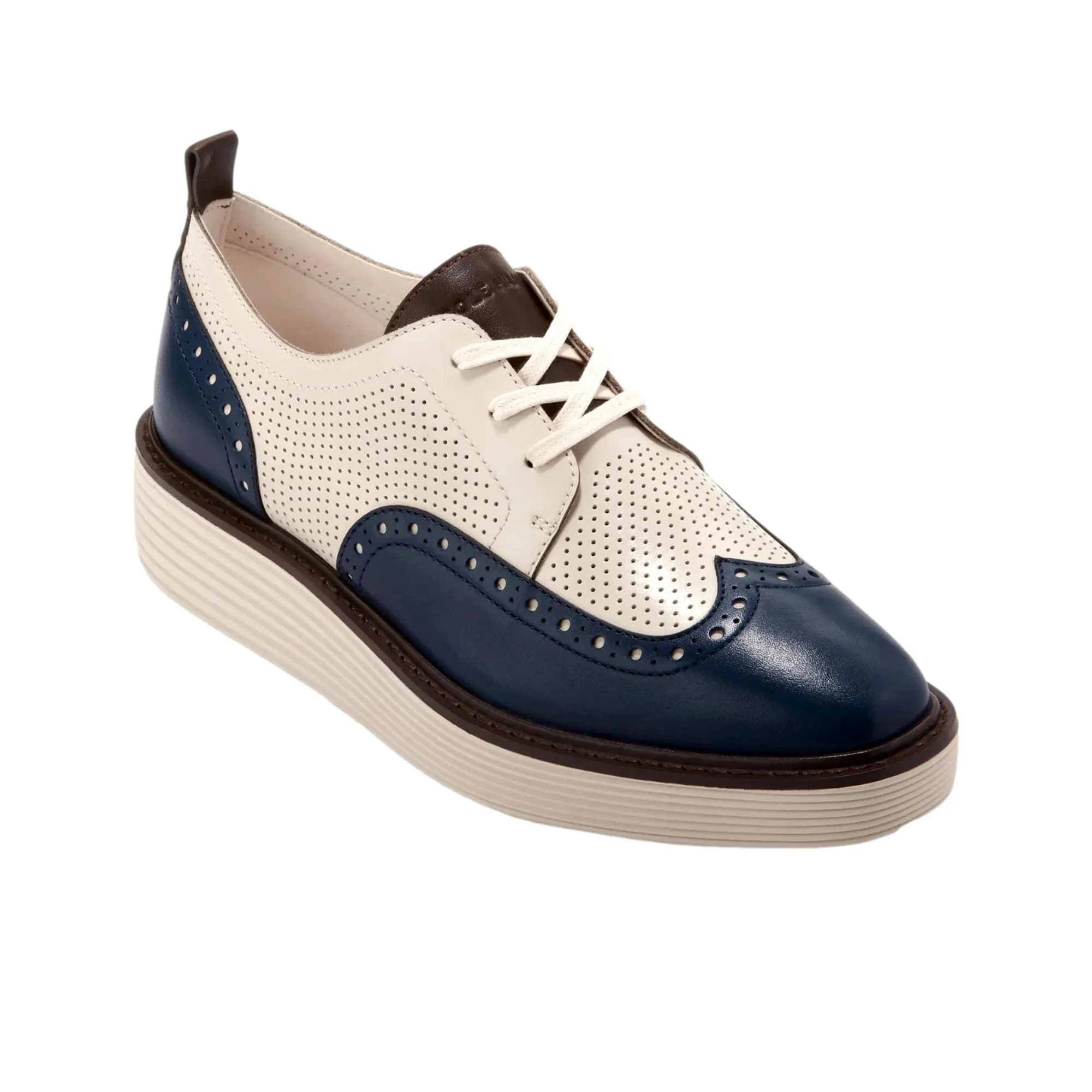 Cole Haan Originalgrand Platform Wing Tip Oxford Blue Wing Teal / Ivory  W30260 Women's