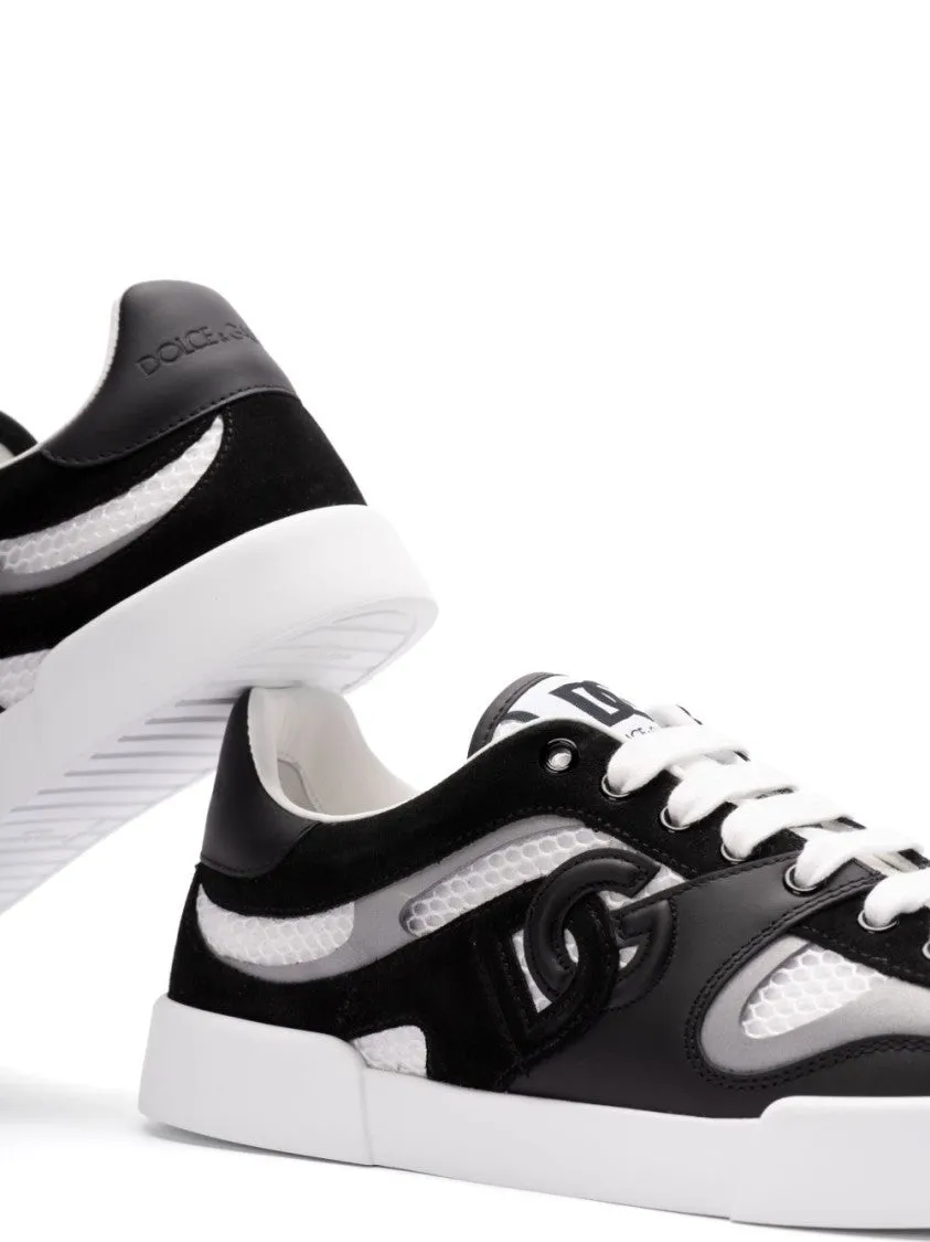 Colour-Block Panelled Sneakers With Mesh Detailing