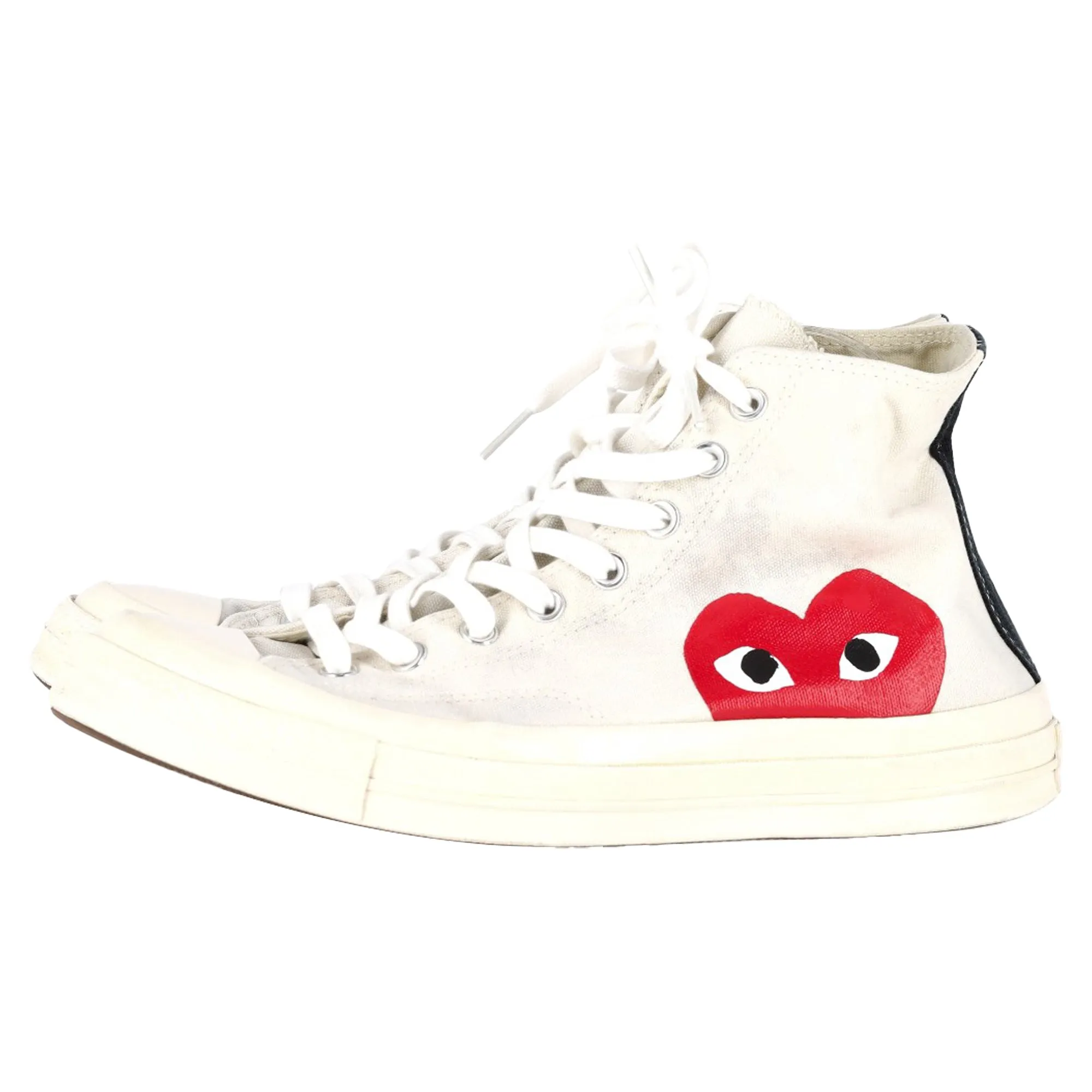 Comme Des Garons Play x Converse Chuck 70 High-Top Red Heart Sneakers in White Cotton