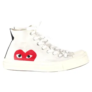 Comme Des Garons Play x Converse Chuck 70 High-Top Red Heart Sneakers in White Cotton