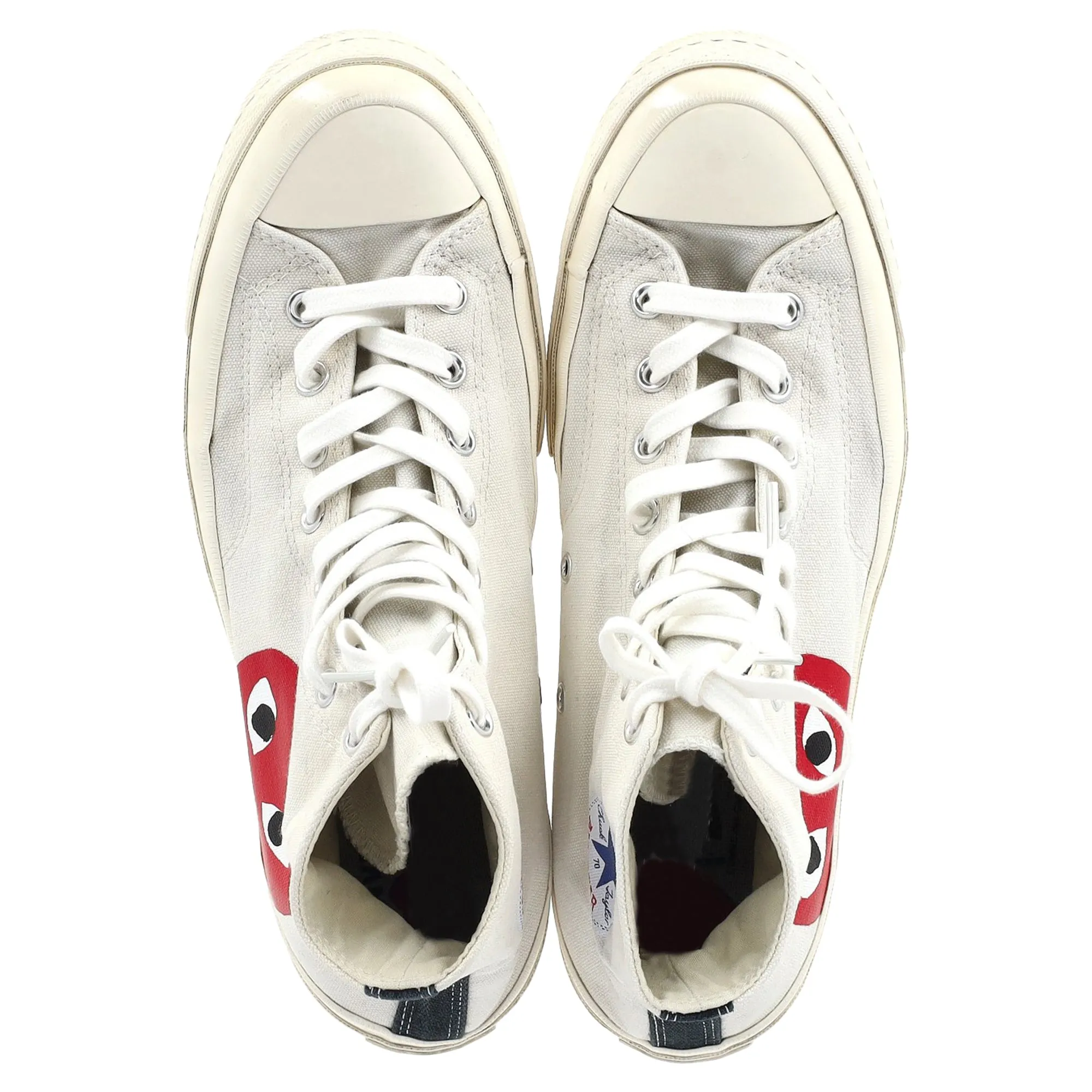 Comme Des Garons Play x Converse Chuck 70 High-Top Red Heart Sneakers in White Cotton