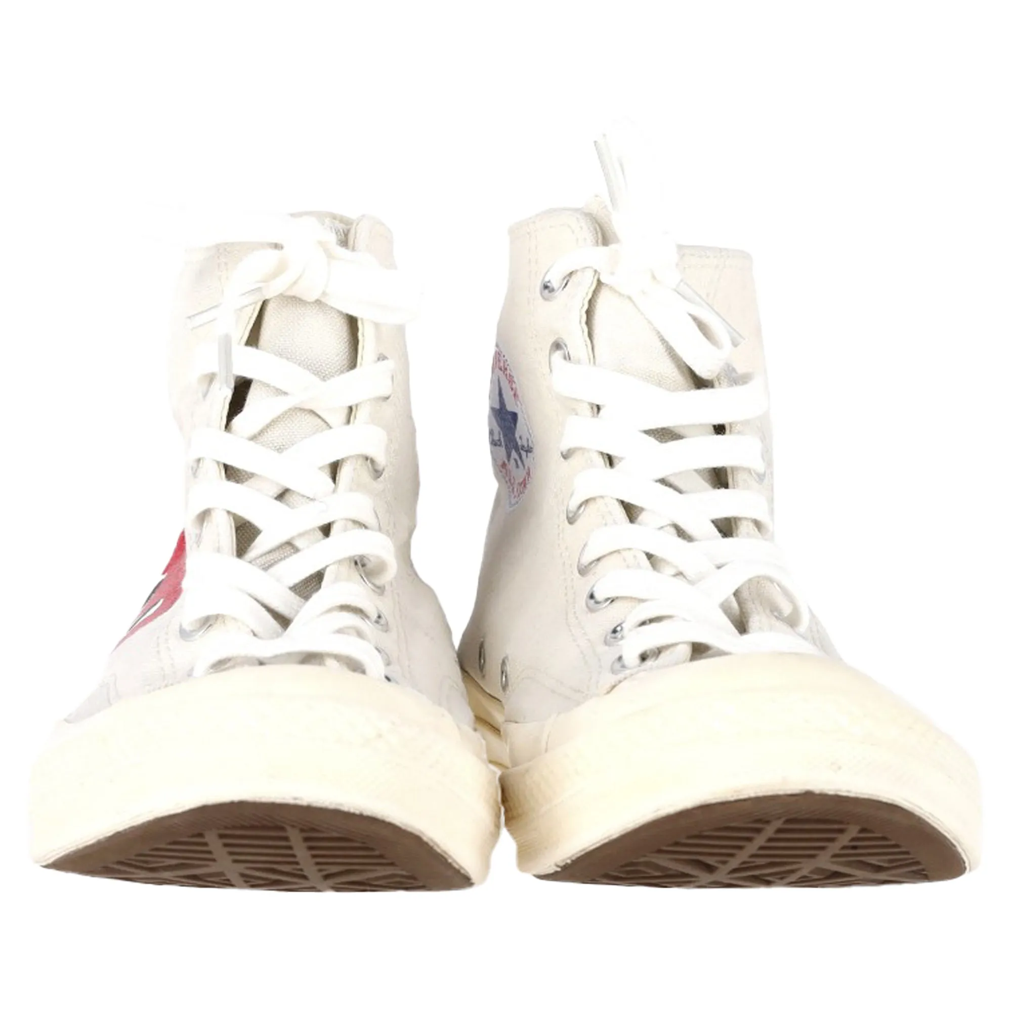 Comme Des Garons Play x Converse Chuck 70 High-Top Red Heart Sneakers in White Cotton