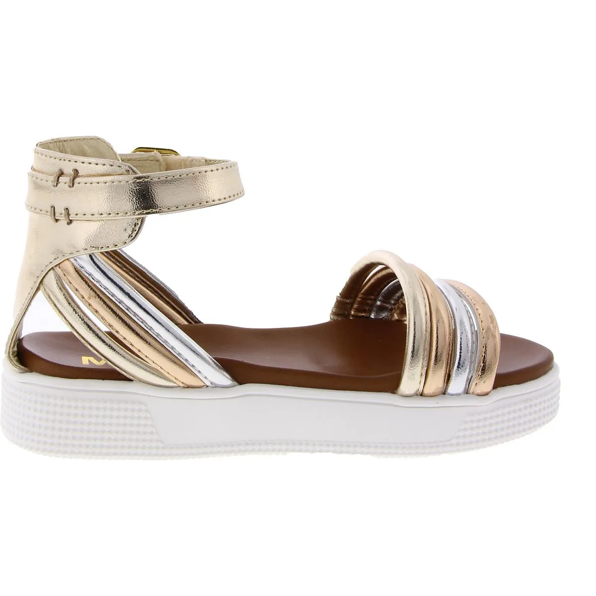 Crisanta Girls Faux Leather Ankle Strap Flatform Sandals
