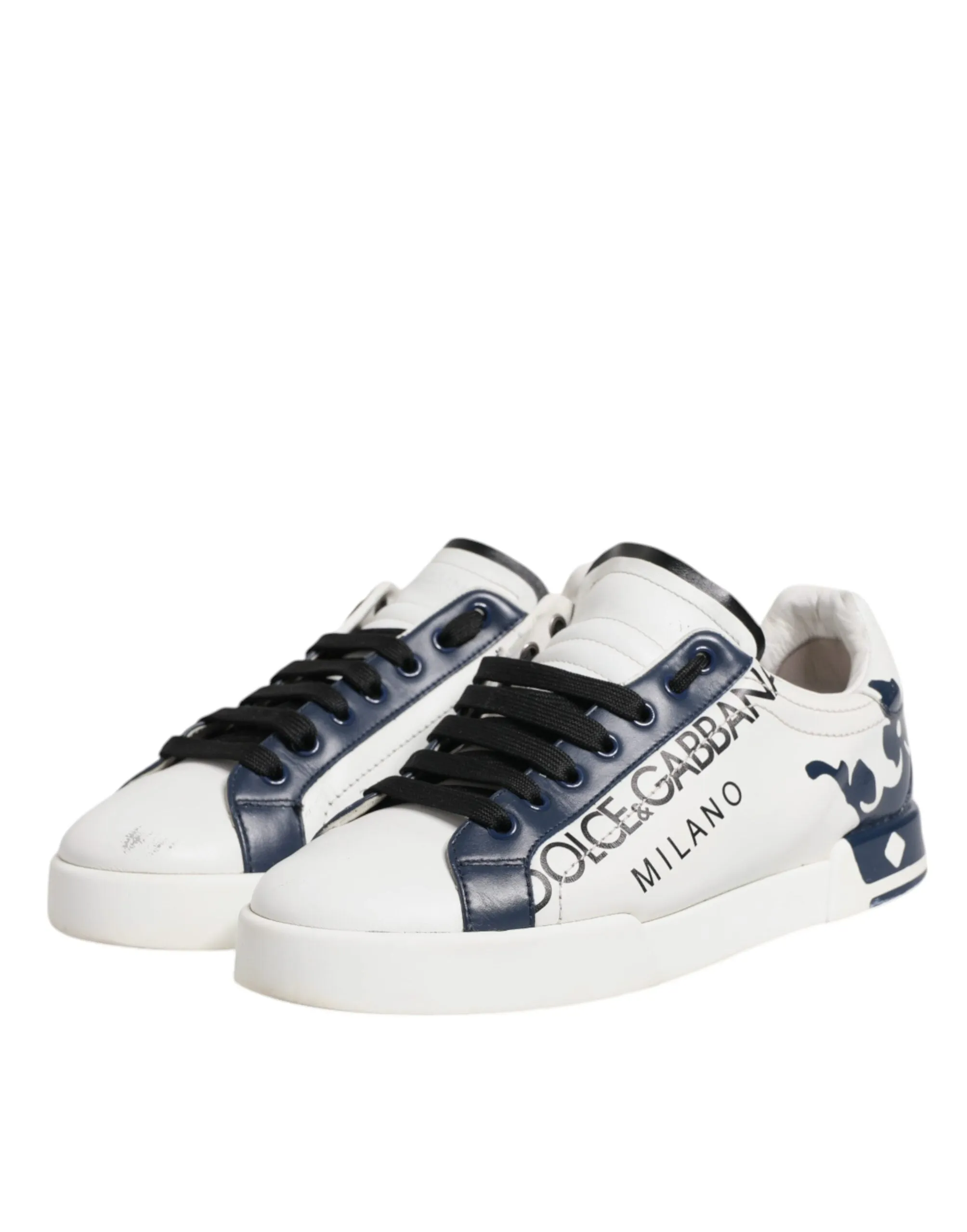 Dolce & Gabbana blue Leather Crown Milano Sneakers Men's Shoes (Pre-Owned)