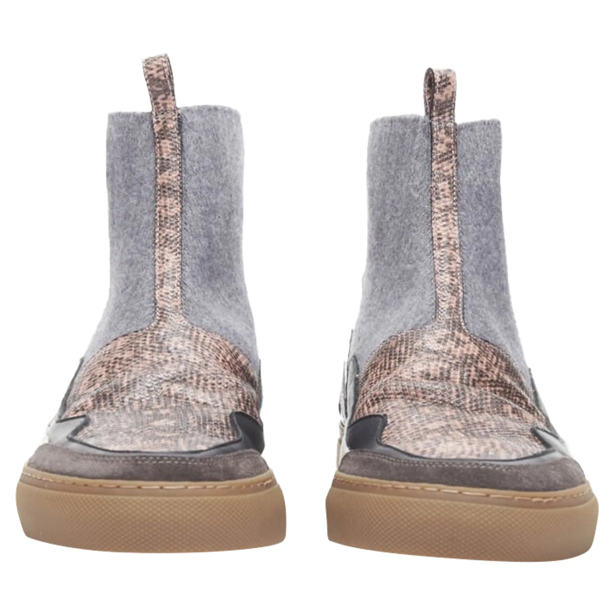 Dries Van Noten printed leather wool high top sneaker