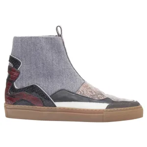 Dries Van Noten printed leather wool high top sneaker