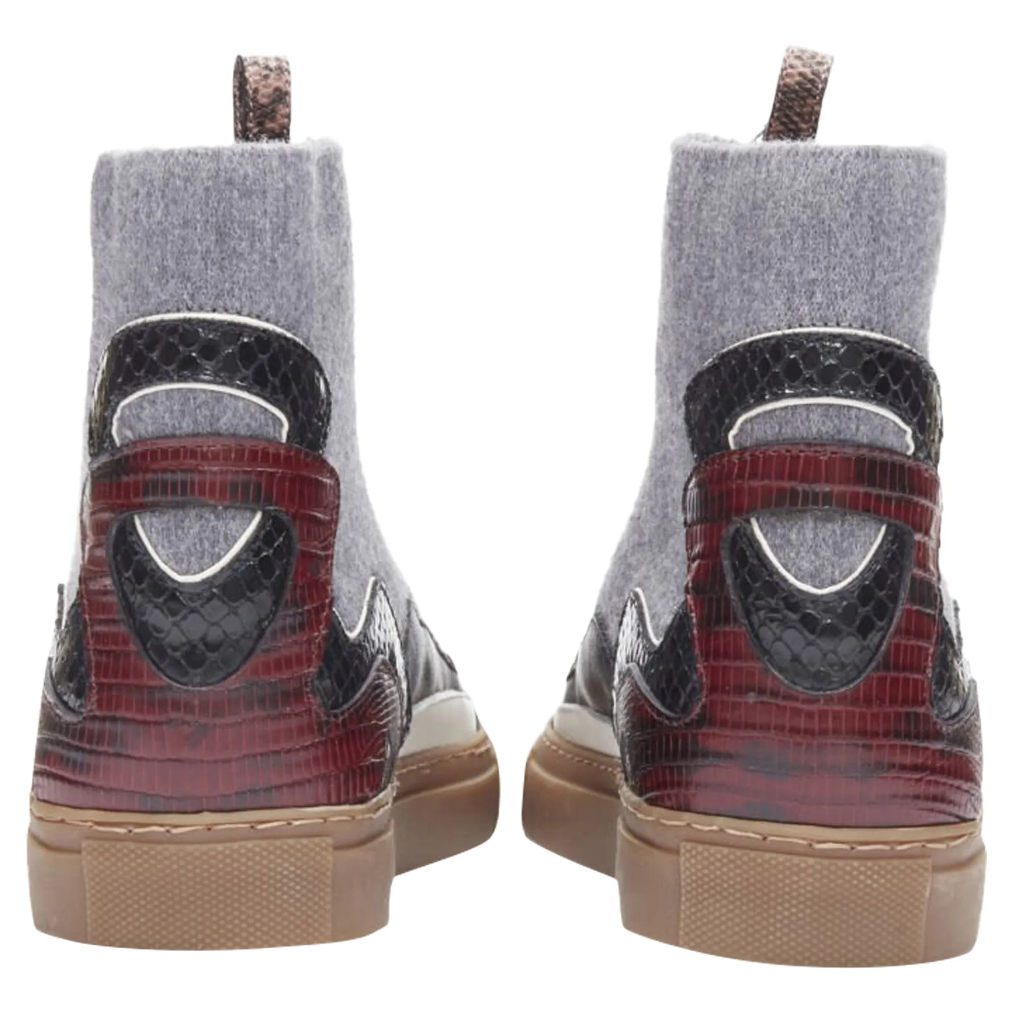 Dries Van Noten printed leather wool high top sneaker