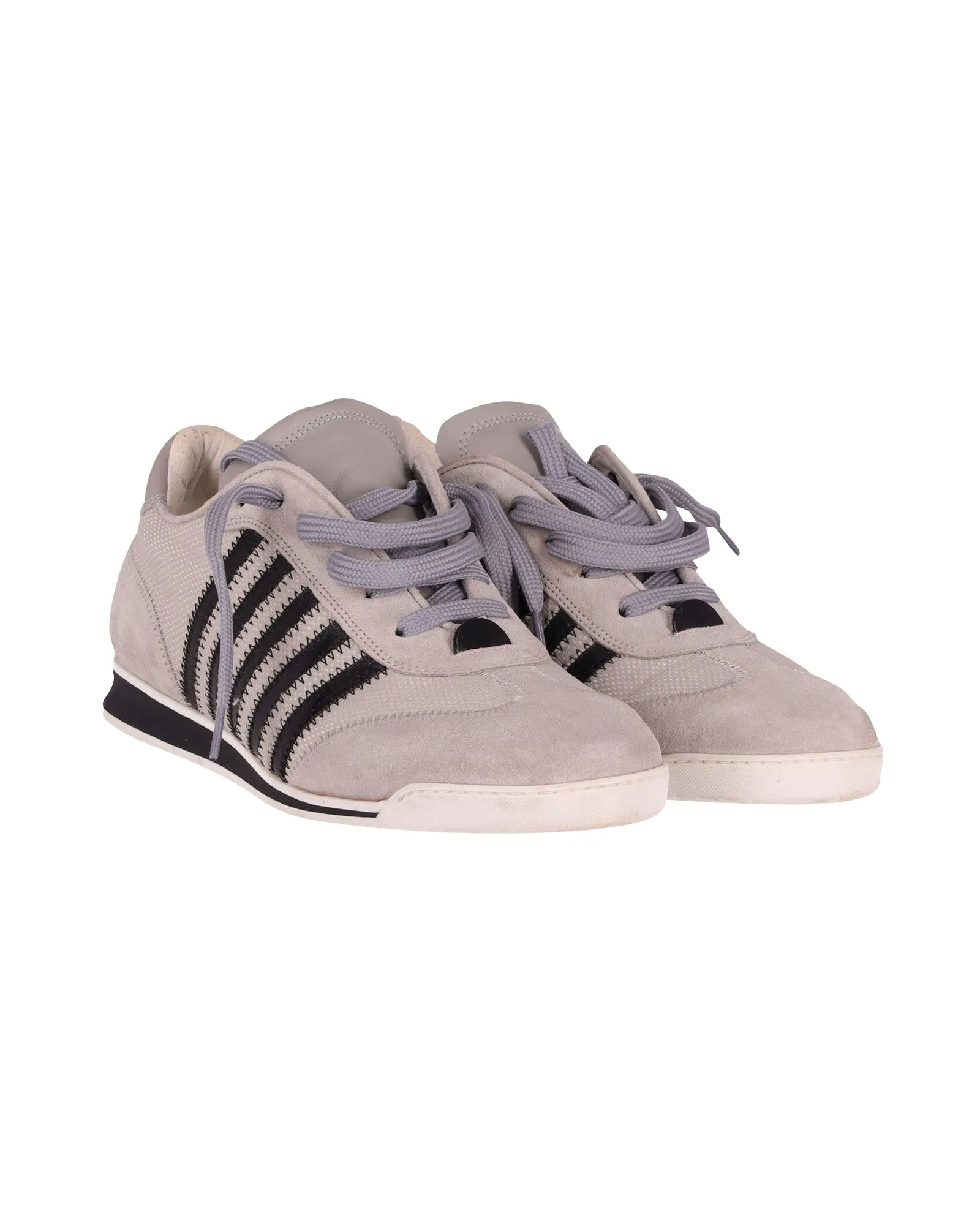 Dsquared2 Striped Low Top Sneakers in Light Gray Suede