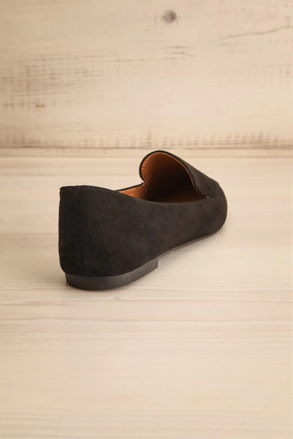 Facille Black | Pointed Faux-Suede Loafers