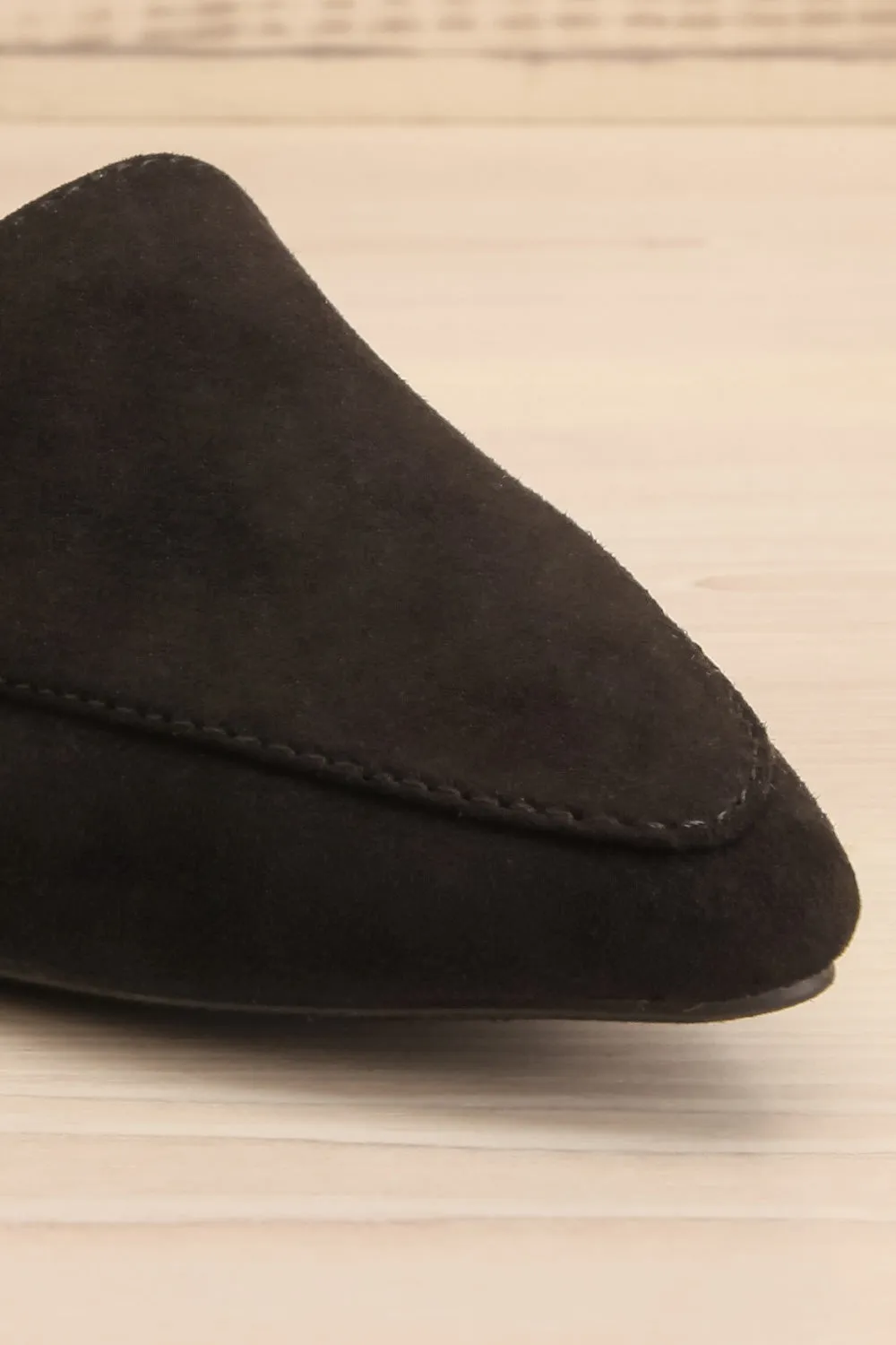 Facille Black | Pointed Faux-Suede Loafers