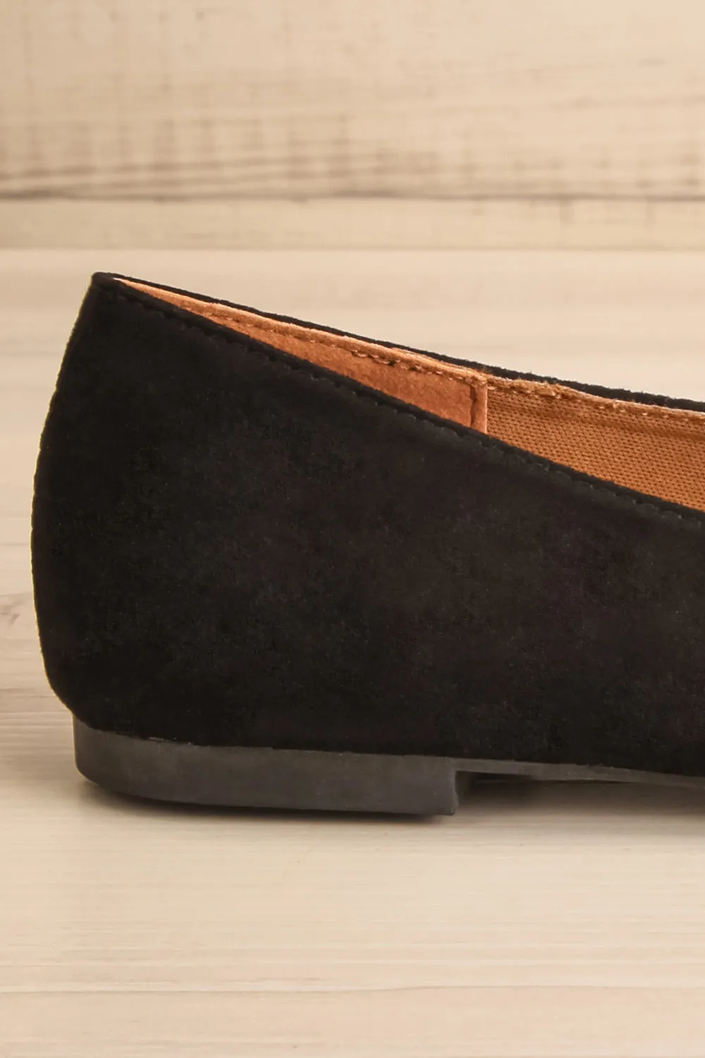 Facille Black | Pointed Faux-Suede Loafers