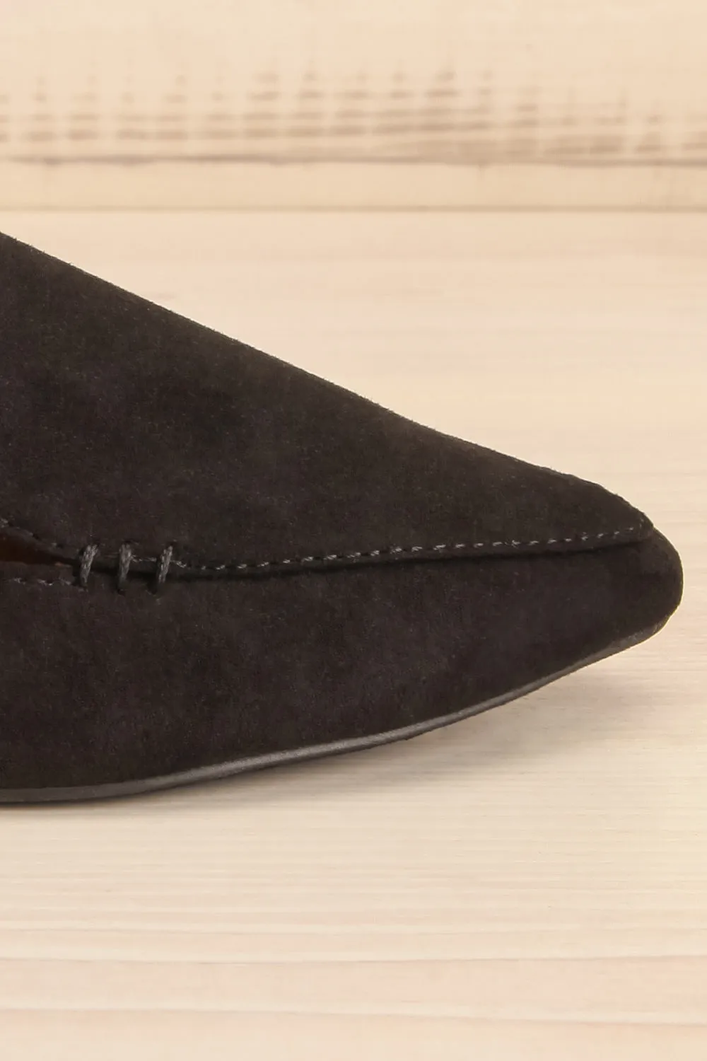 Facille Black | Pointed Faux-Suede Loafers