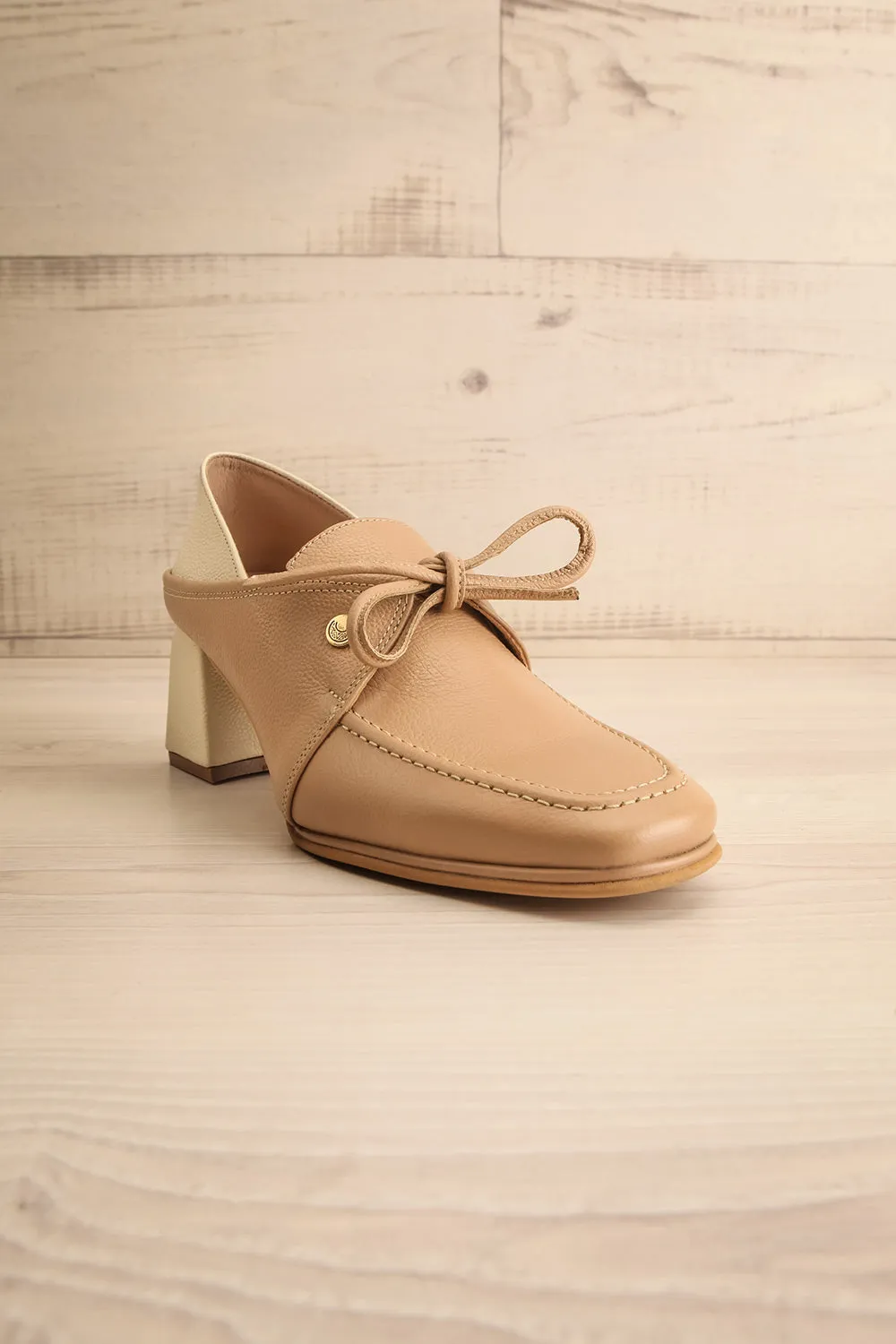 Focus Beige | Bicolored Heeled Loafer