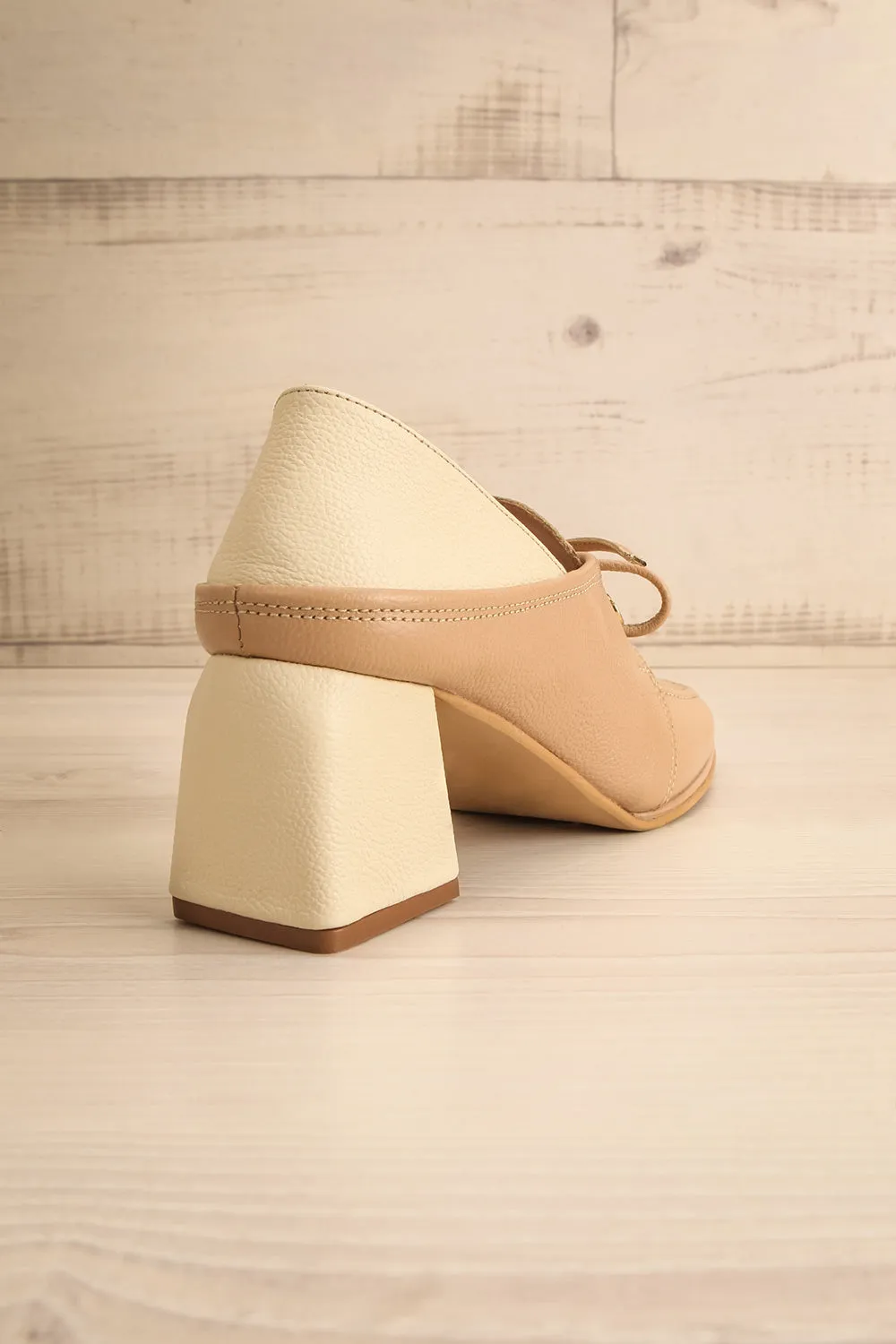 Focus Beige | Bicolored Heeled Loafer