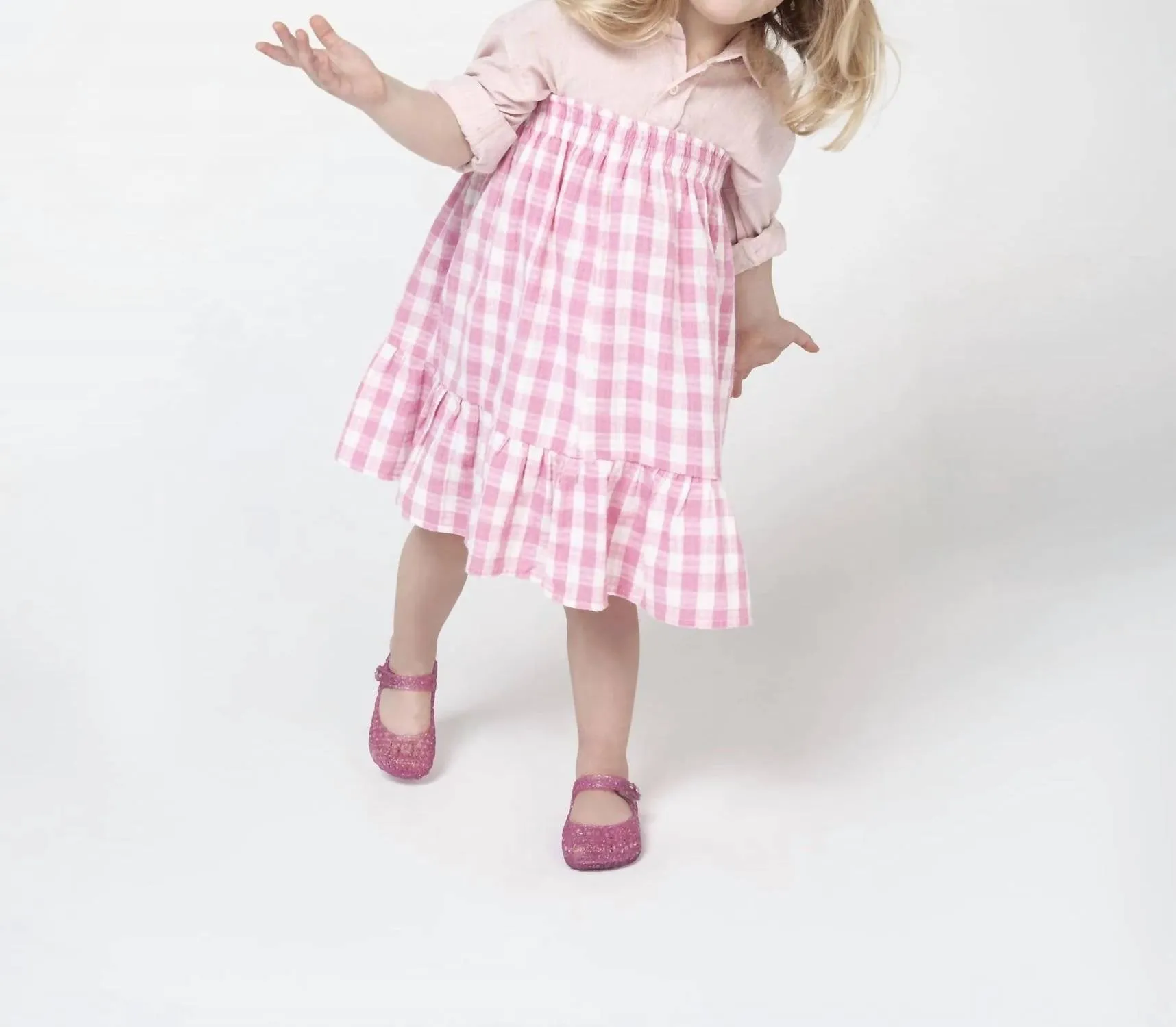 Girls' Campana Papel Flats In Pink Glitter