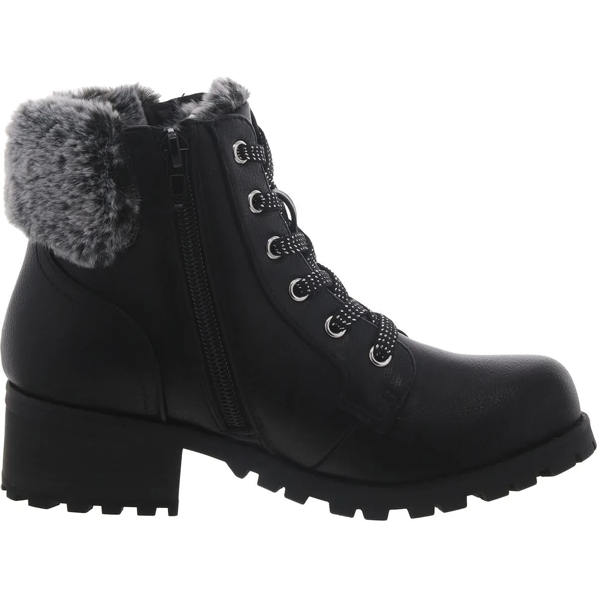 Girls Faux Fur Lined Zipper Shearling Boots