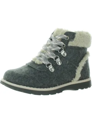 Girls Lace-Up Padded Insole Shearling Boots